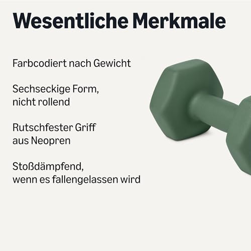 Detalle 2 de Amazon Basics Neopren-Dumbbell Set 10 kg Paar – rutschfeste Griffigkeit, farbcodiert