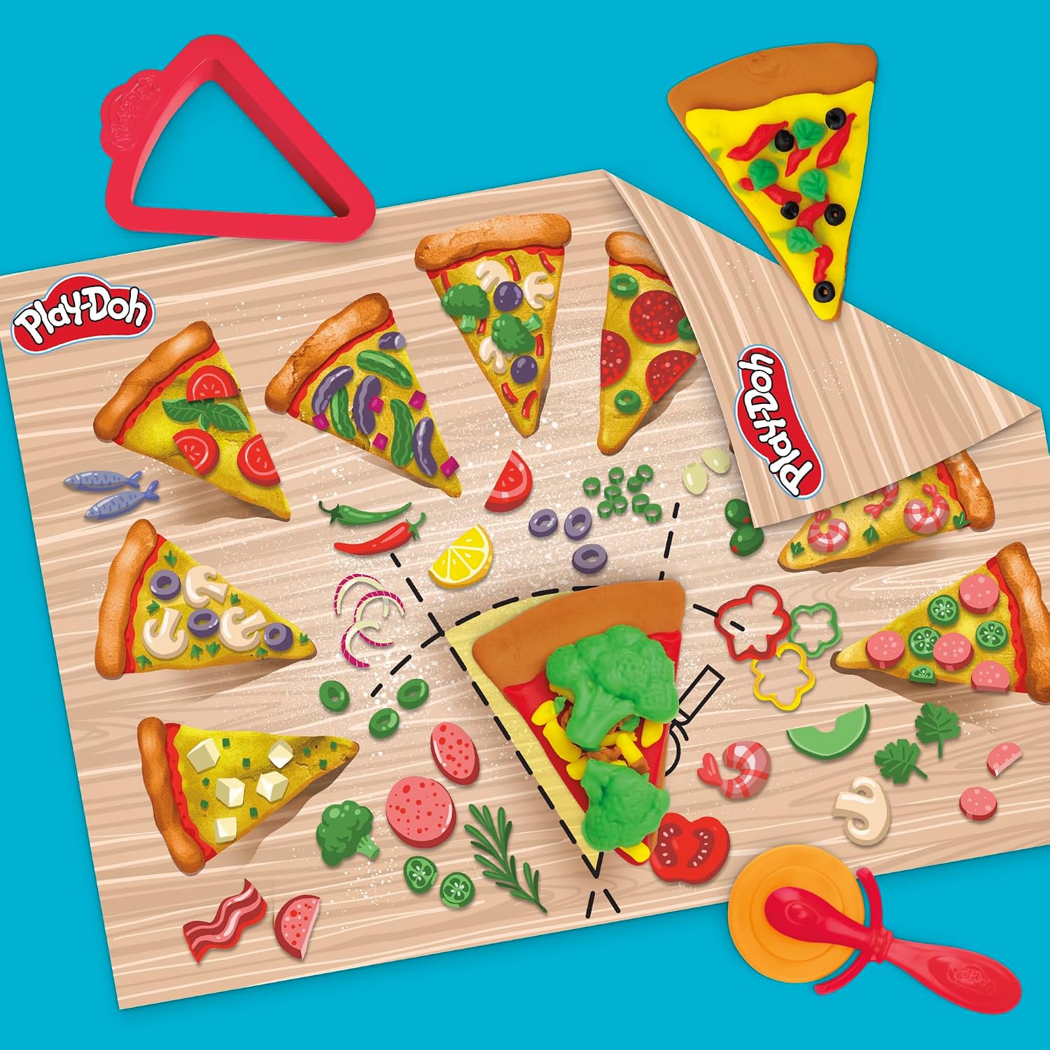 Detalle 2 de Play-Doh Pizza Slice Playset 11 tools