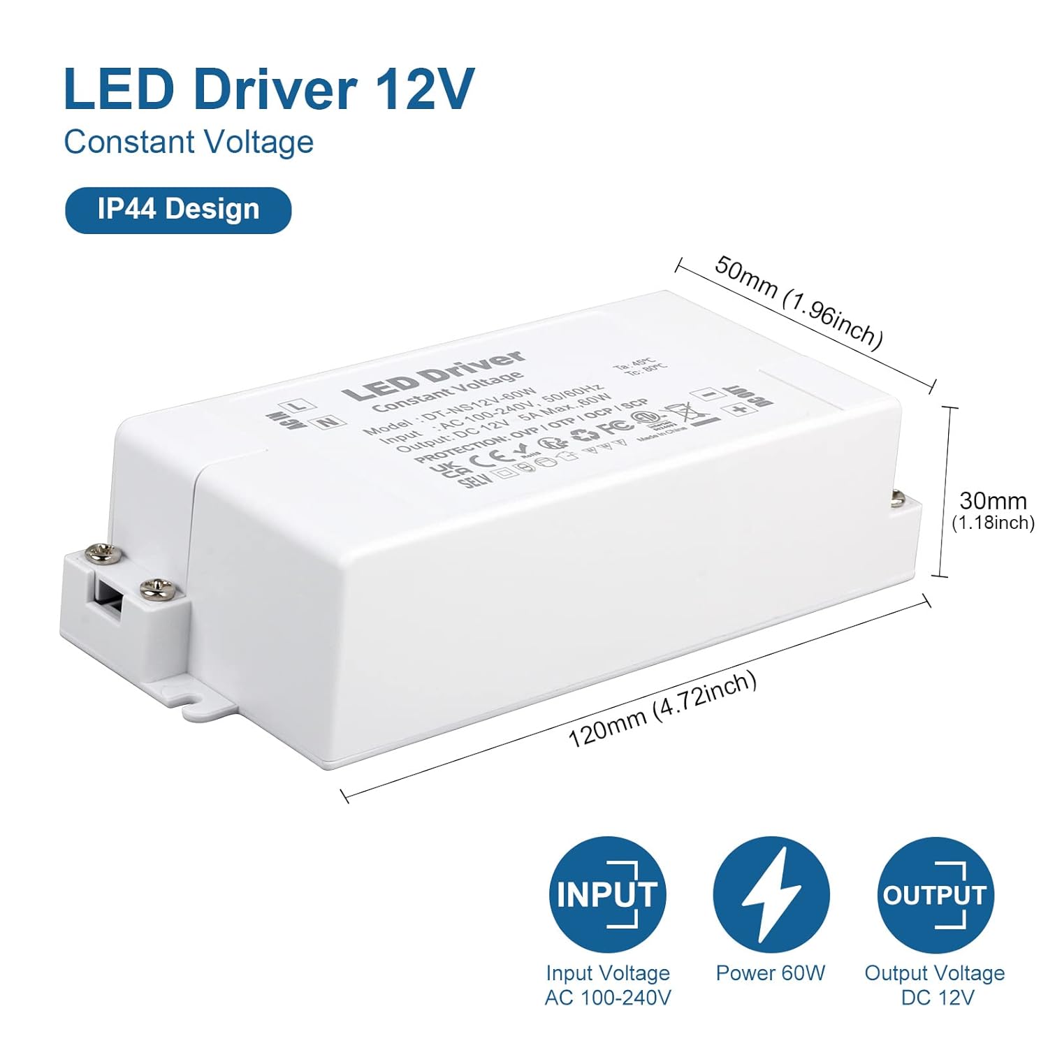 Thumbnail 2 de VARICART 12V 60W LED Driver (240V to 12V DC) Constant Voltage Transformer