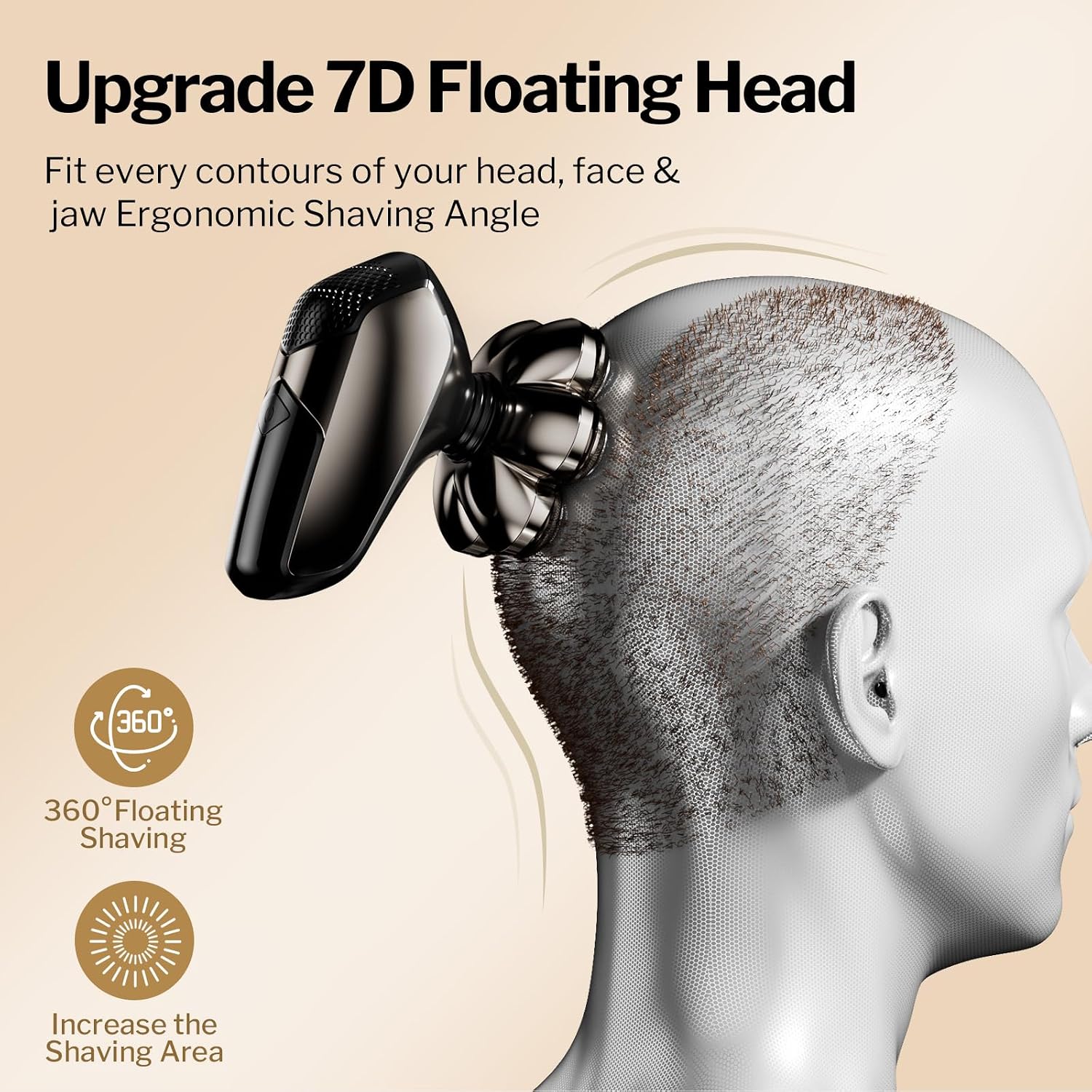 Detalle de 60% Off Head Shavers for Bald Men: 5-in-1 Electric Razor with 7D Floating Blades, IPX7 Waterproof