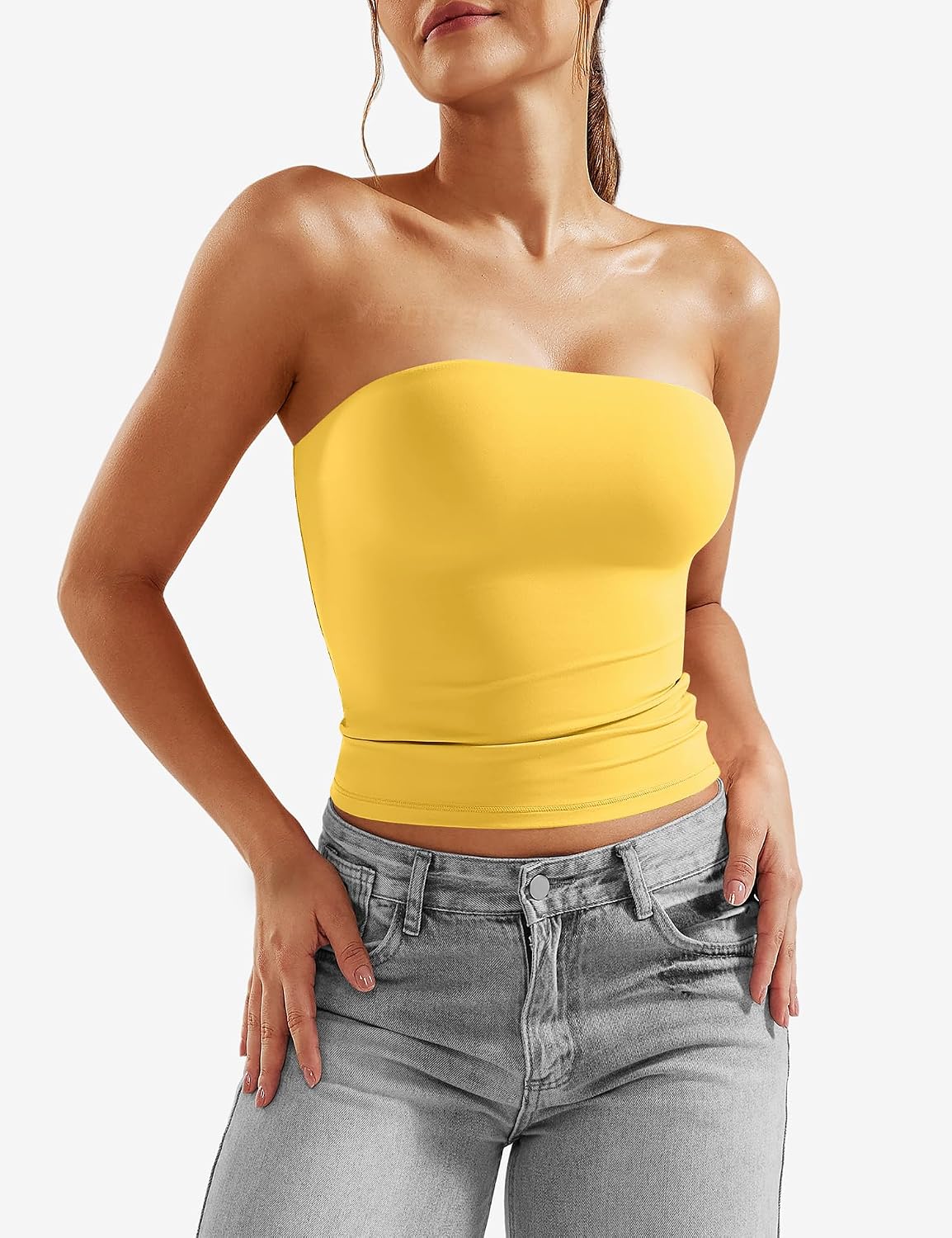 Detalle 2 de YEOREO HWH-YCA1198 Strapless Crop Tube Top, Double-Lined