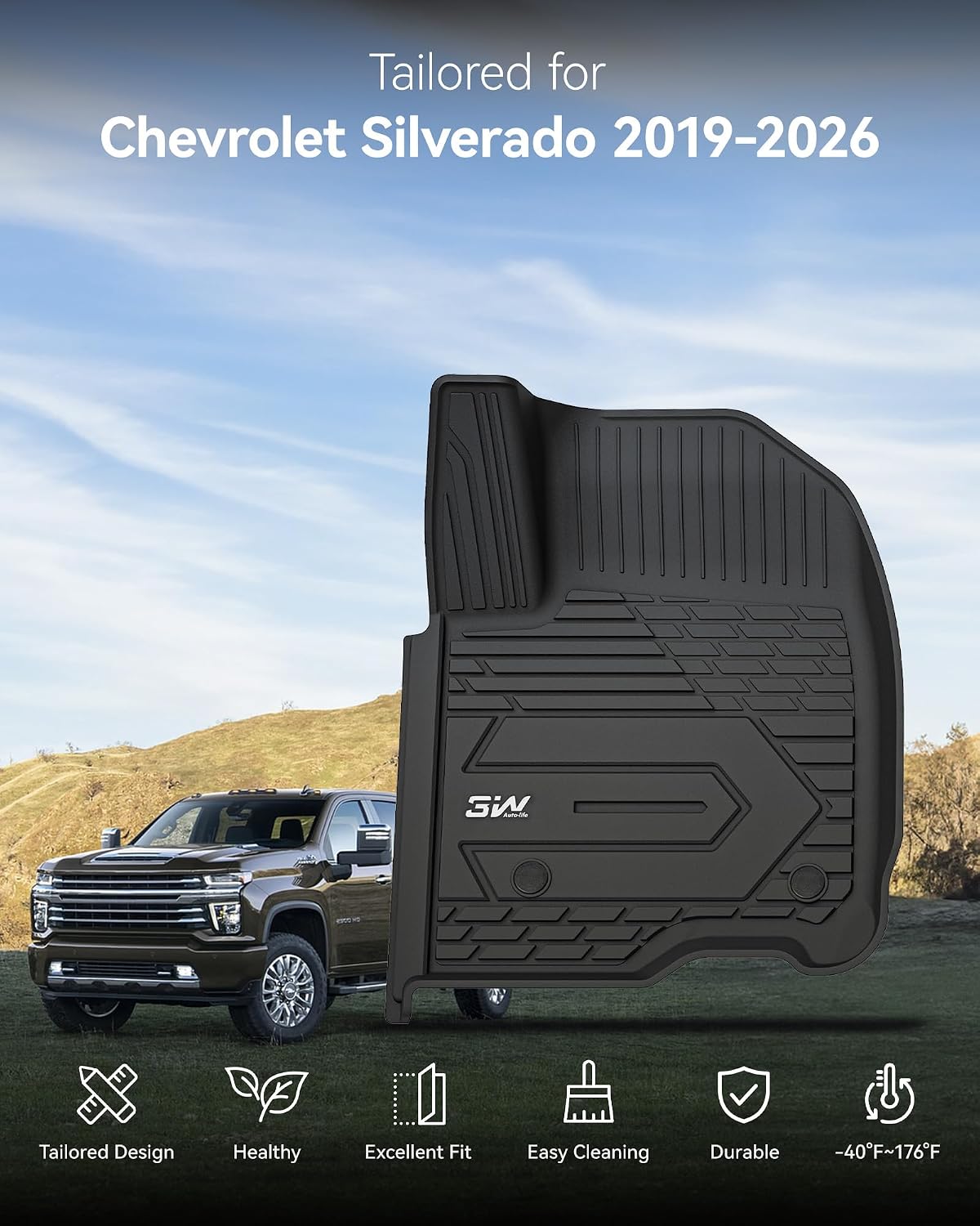 Thumbnail 1 de 3W Floor Mats Chevrolet Silverado/GMC Sierra 1500 TPE