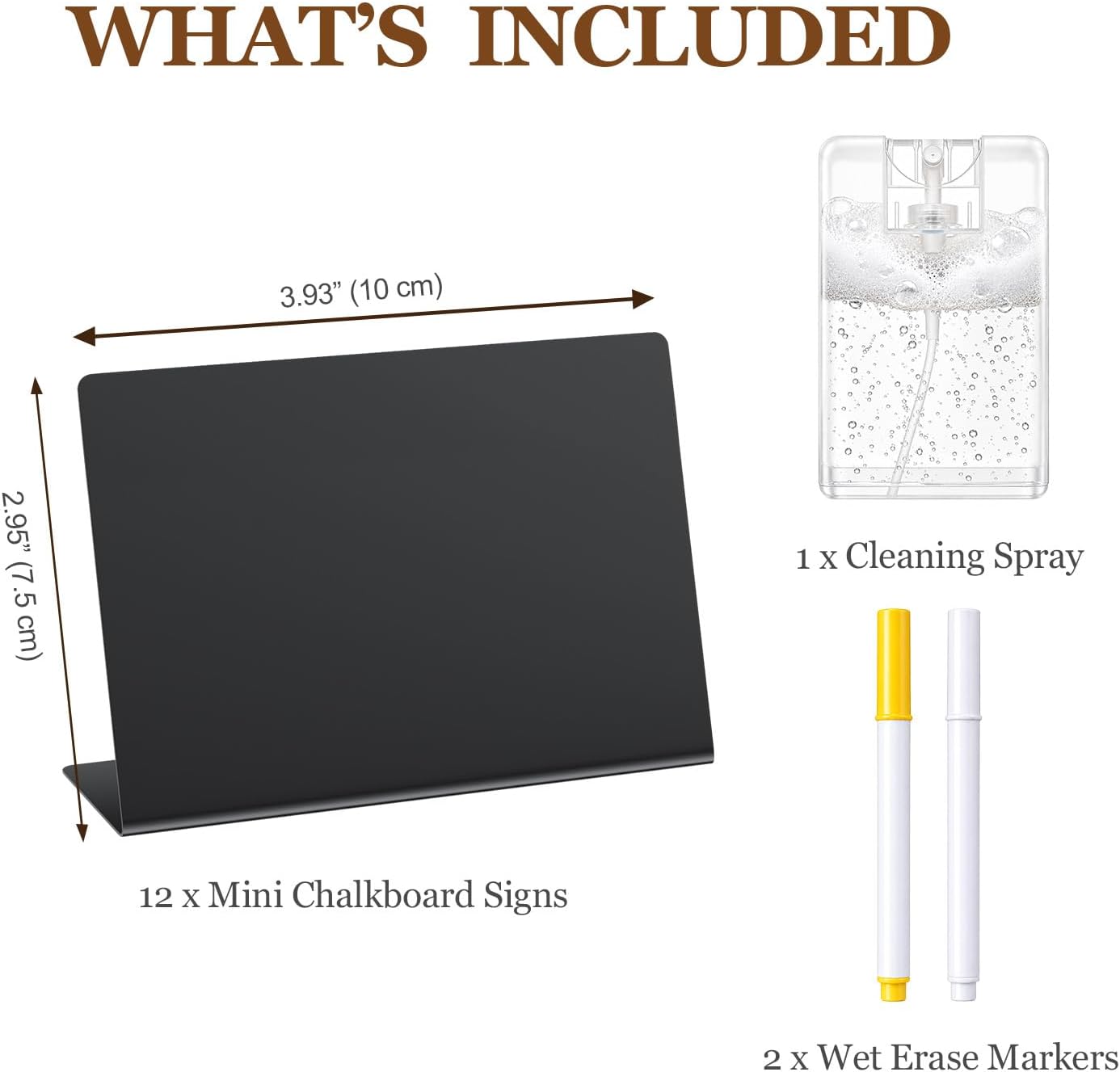 Detalle 2 de PigPotParty 4" x 3" Mini Chalkboard Food Signs, Reusable Plastic, 12-Piece Set