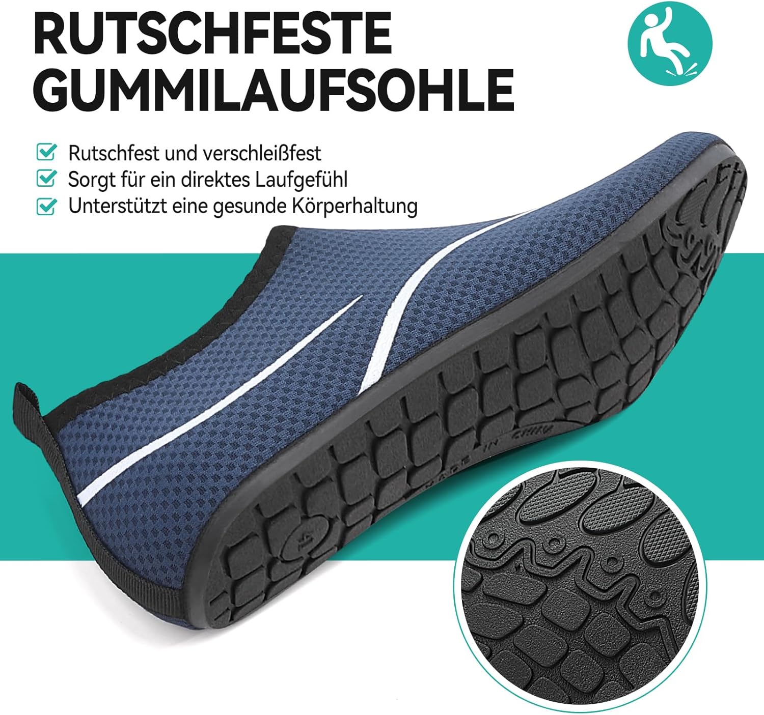 Detalle de VOLHAL Badeschuhe Damen & Herren – Leichte, rutschfeste Aquaschuhe für Strand, Pool und Yoga