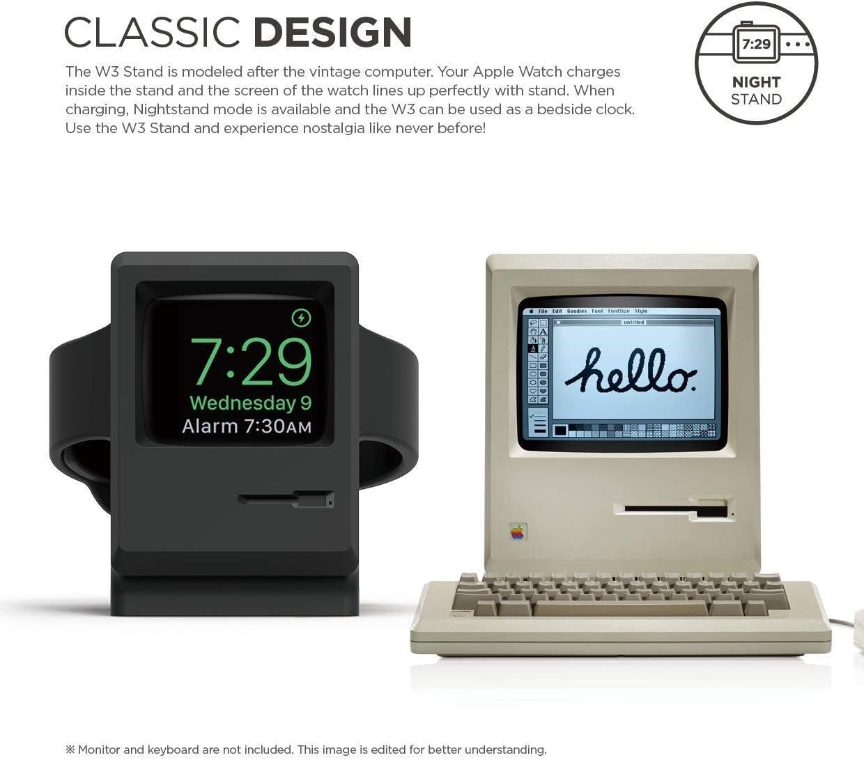 Thumbnail 1 de elago W3 Stand for Apple Watch Nightstand Mode (Black) – Classic monitor design for 46mm to 38mm