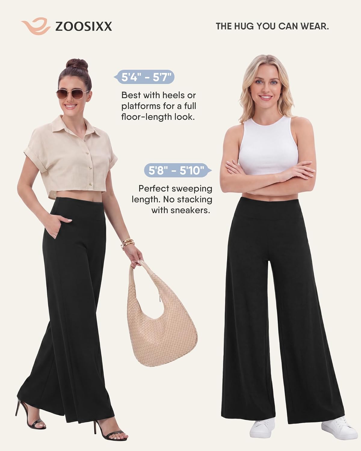 Thumbnail 2 de ZOOSIXX Wide Leg Palazzo Pants for Women (High-Waist Stretch Lounge Pants)