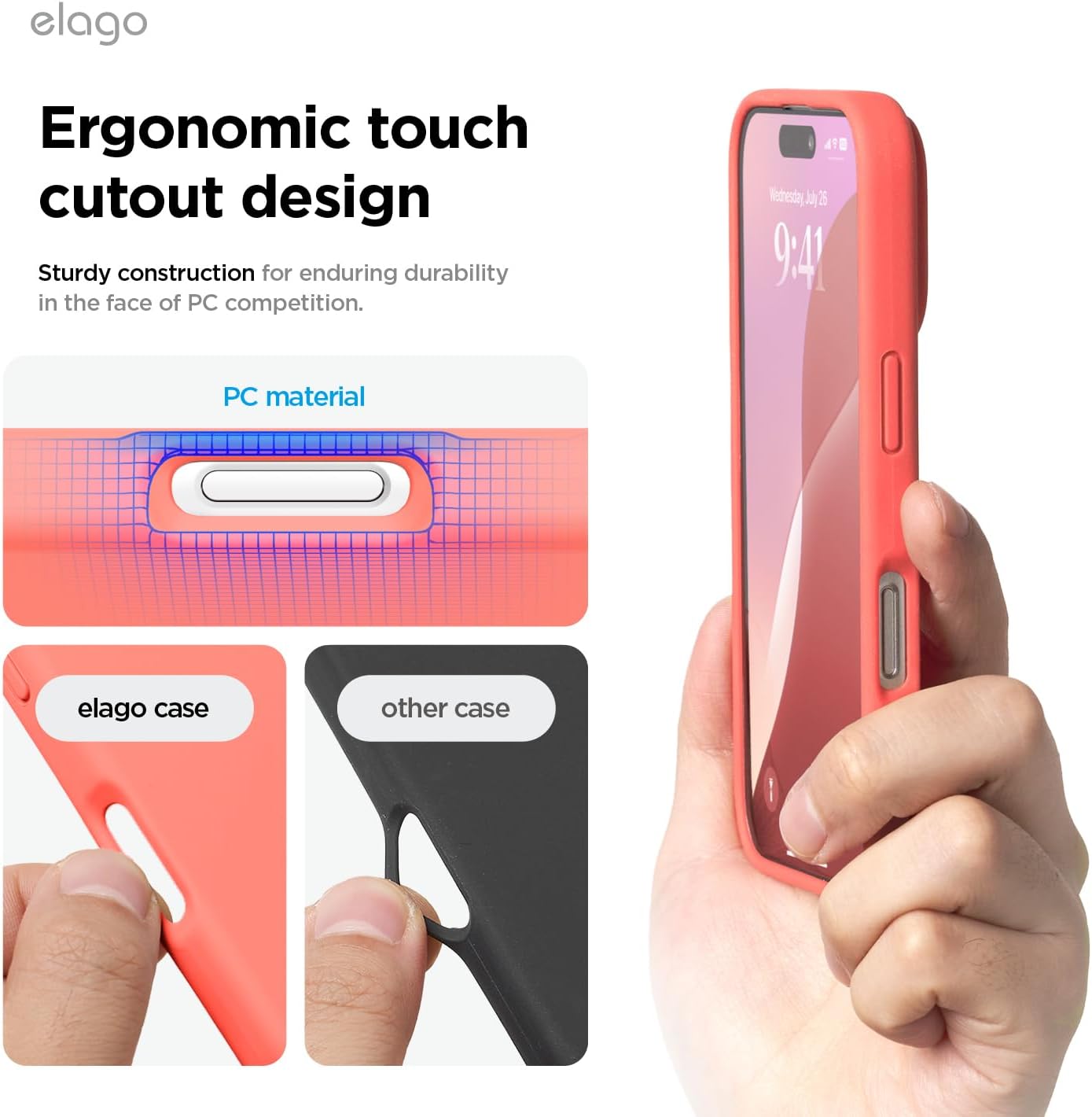 Thumbnail 6 de elago iPhone 16 compatible liquid silicone case (Pomelo Pink) with soft microfibre lining