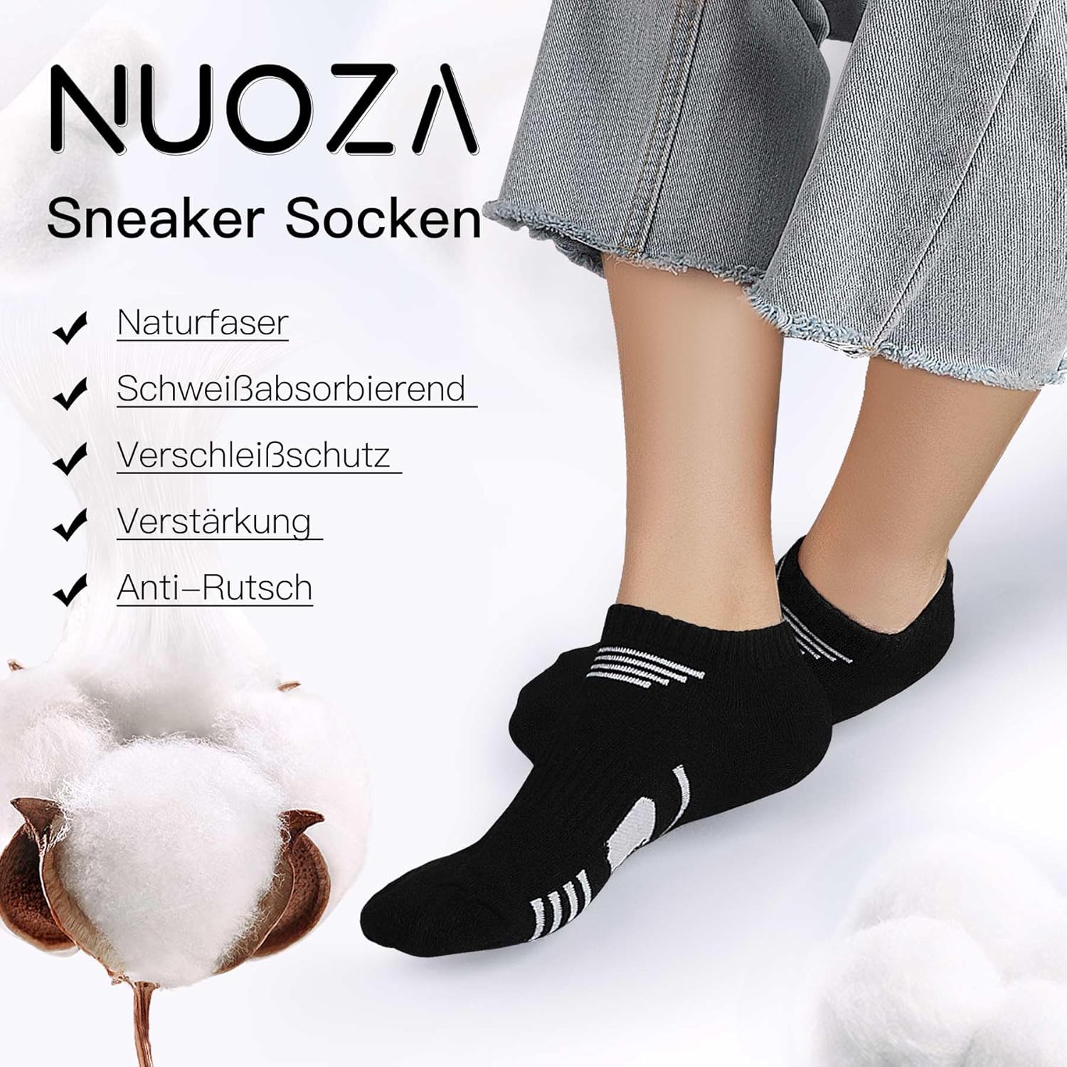 Thumbnail 6 de NUOZA Sneaker Socken – 10 Paar, kurz, Baumwolle, atmungsaktiv, Größe 35–50