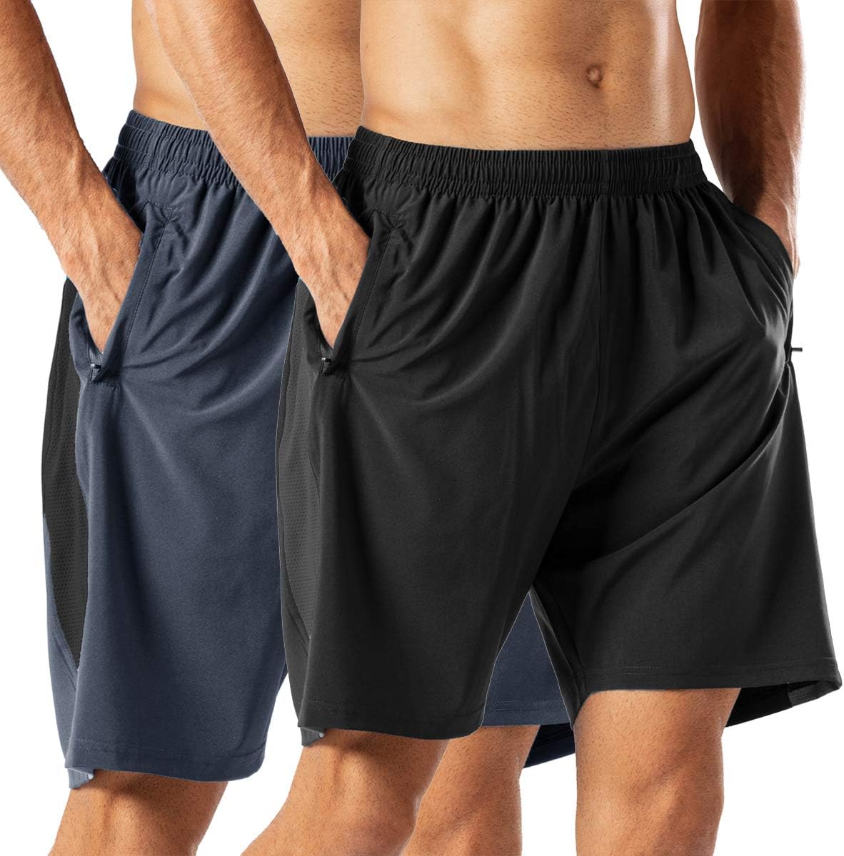 Thumbnail 6 de HMIYA Herren Sport Shorts mit Reißverschlusstaschen – schnell trocknend, Stretch & bequemer Bund