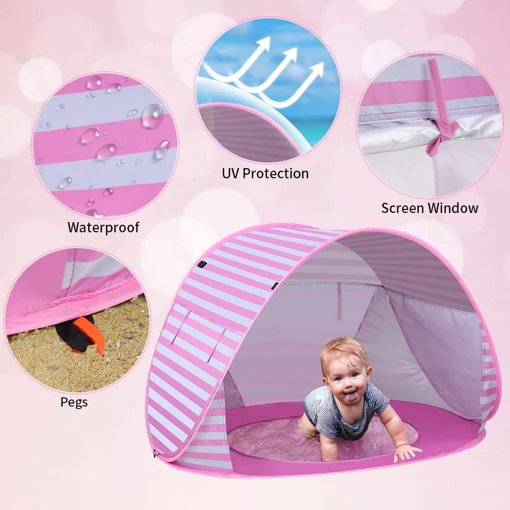 Thumbnail 3 de Pop up Beach Tent with UV Protection for Babies (Pink)