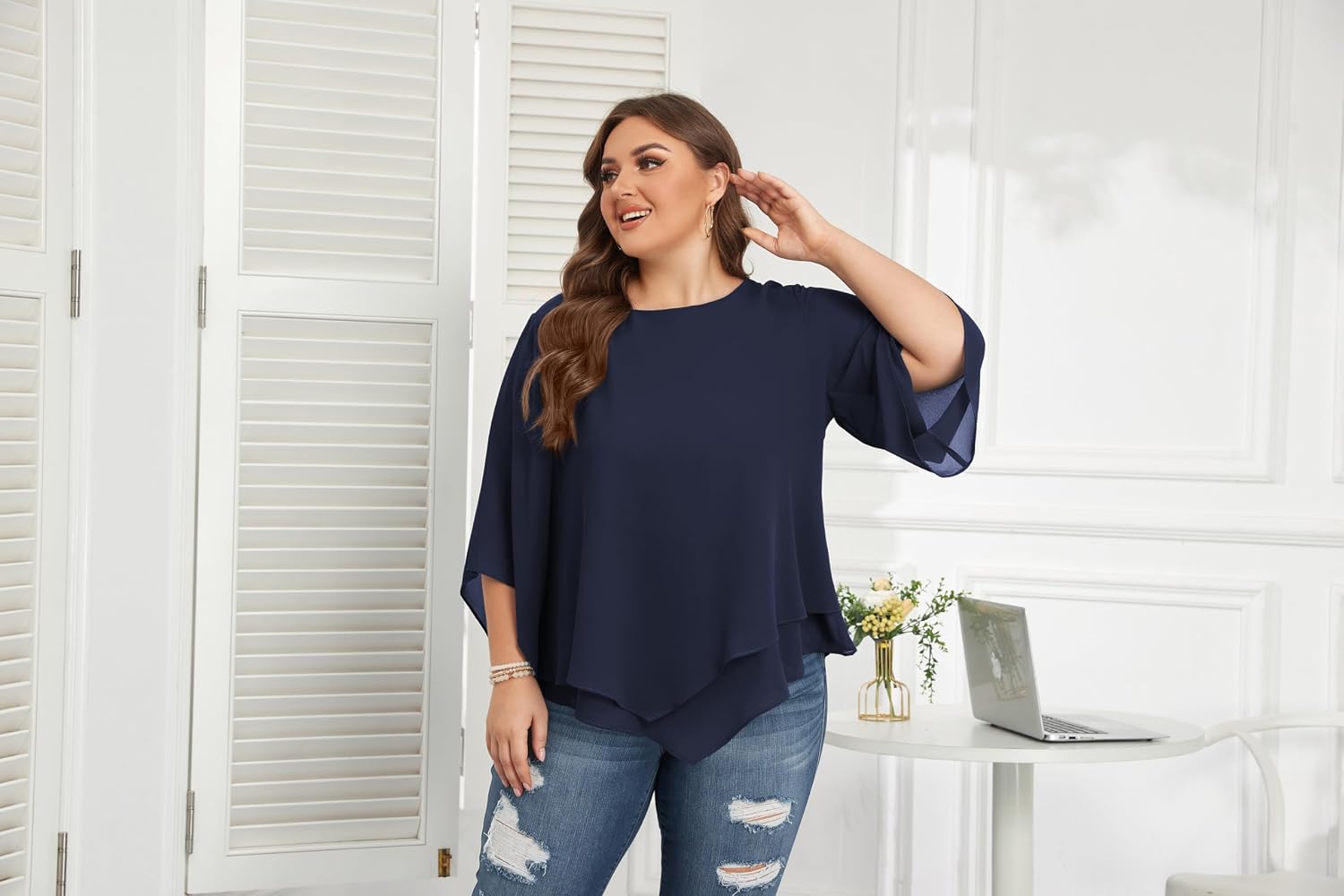 Thumbnail 2 de Chiffon Bluse für Damen in großen Größen