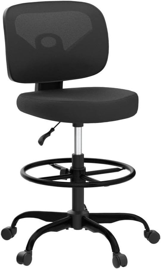 Detalle de Primy PR777-Z Tall Drafting Chair, Adjustable Height, Mesh Back, Foot Ring