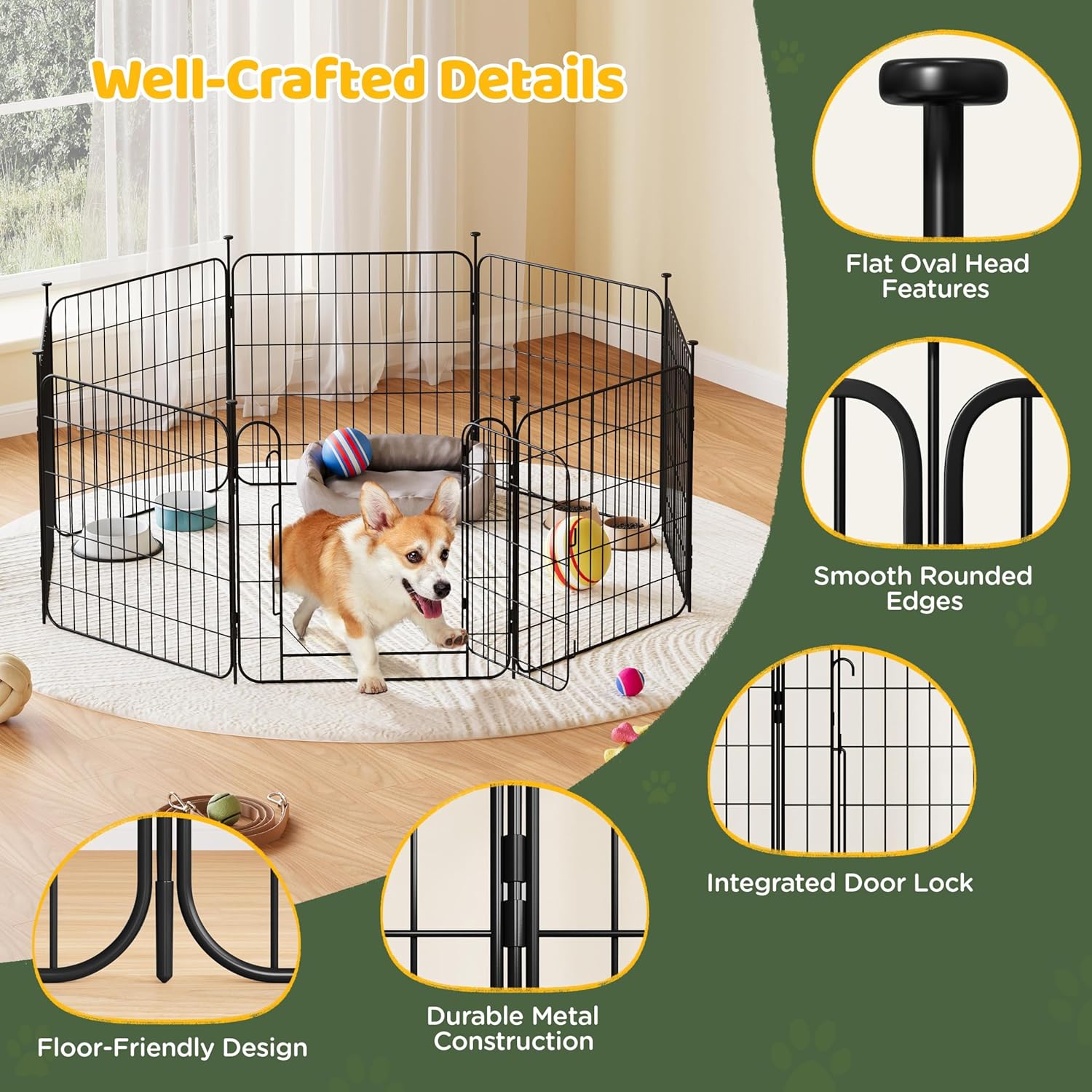 Thumbnail 3 de Yaheetech 16 Paneles Parque para Perros 60 x 60 cm