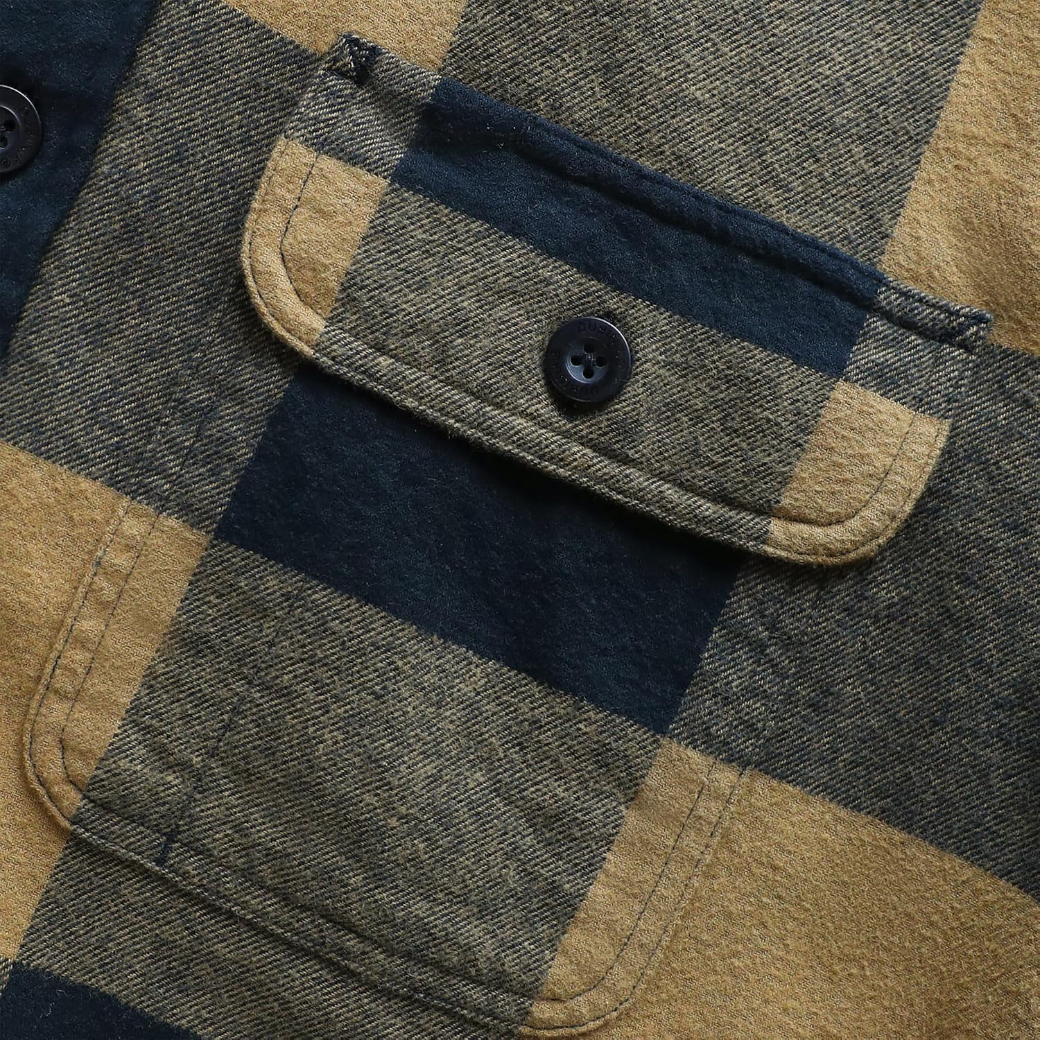 Detalle 2 de Dubinik 6 oz Flanellhemd Herren – kariertes Langarmhemd mit Button-Down, Regular Fit