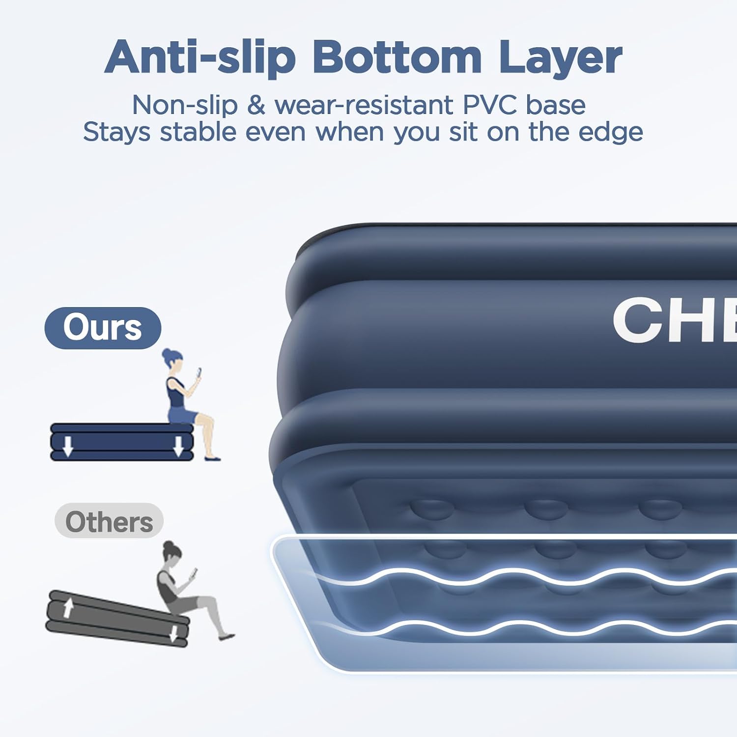 Detalle de CHERIMOR A-Q-18-GRWH-C2 Queen Air Mattress, 18-Inch Raised, Built-In Pump