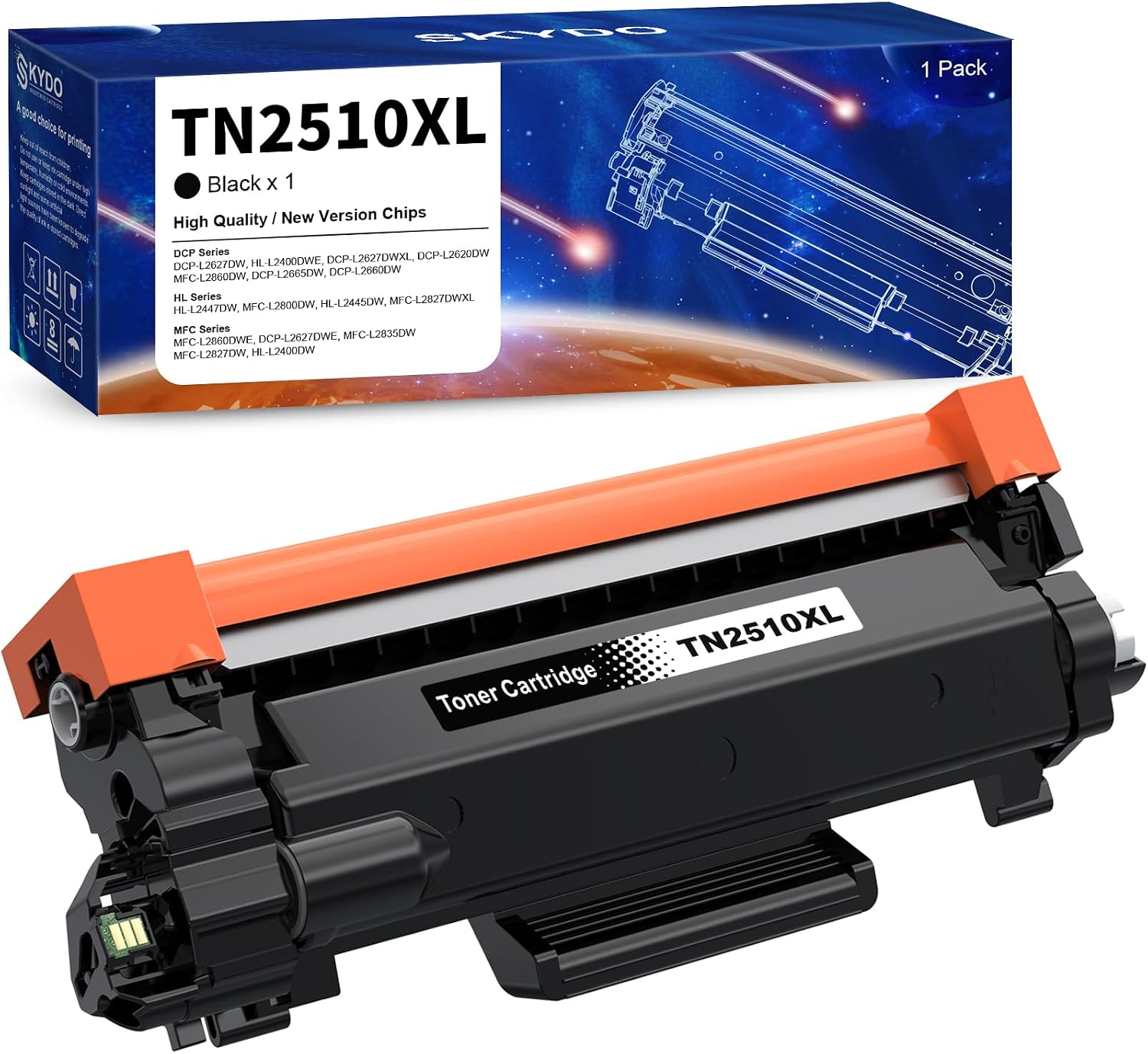 Detalle de Skydo TN2510XL TN2510 High Yield Black Toner Cartridge (compatible, 3,000 pages XL)