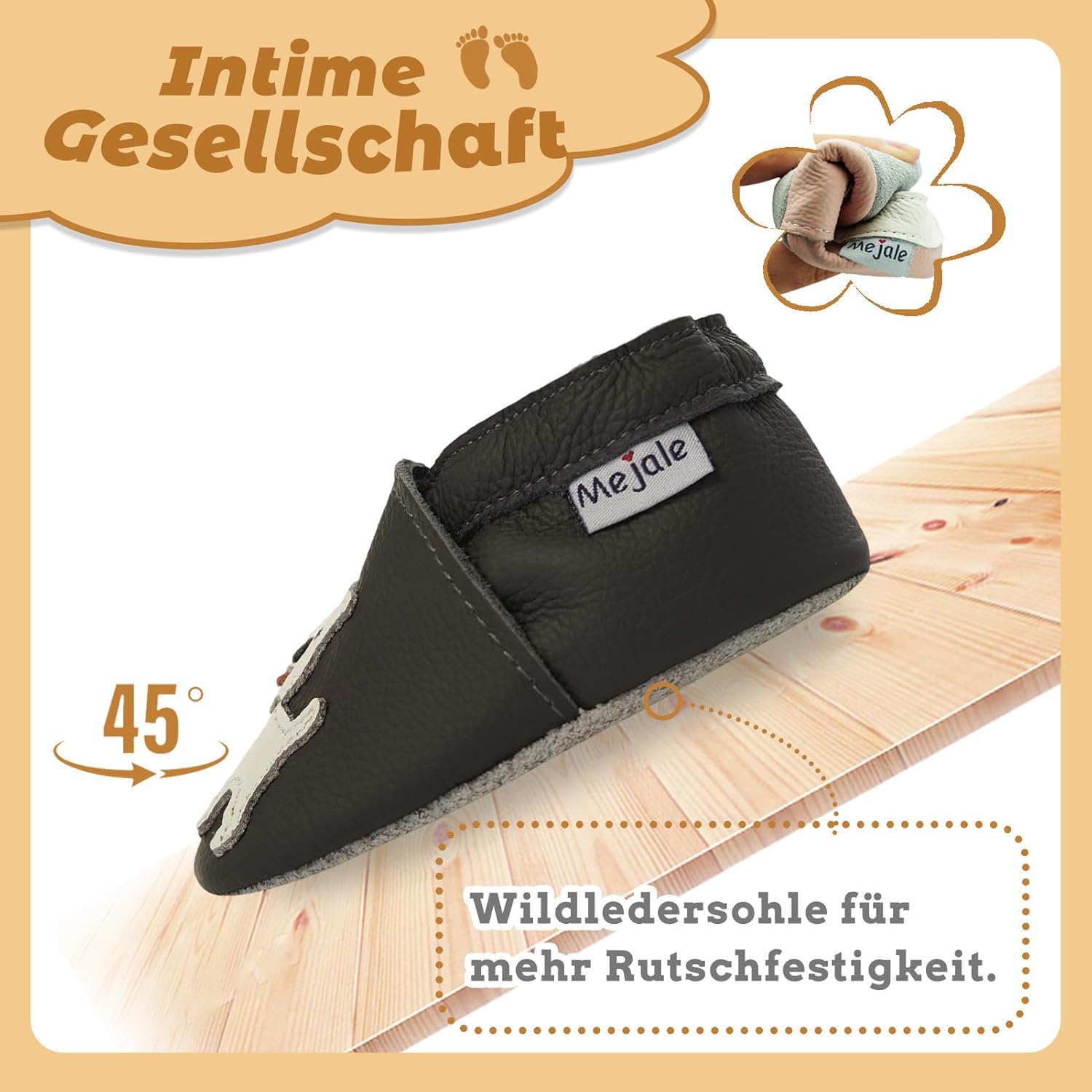 Thumbnail 2 de Mejale Baby Lederschuhe – Krabbelschuhe, Lauflernschuhe & Hausschuhe mit Wildledersohle