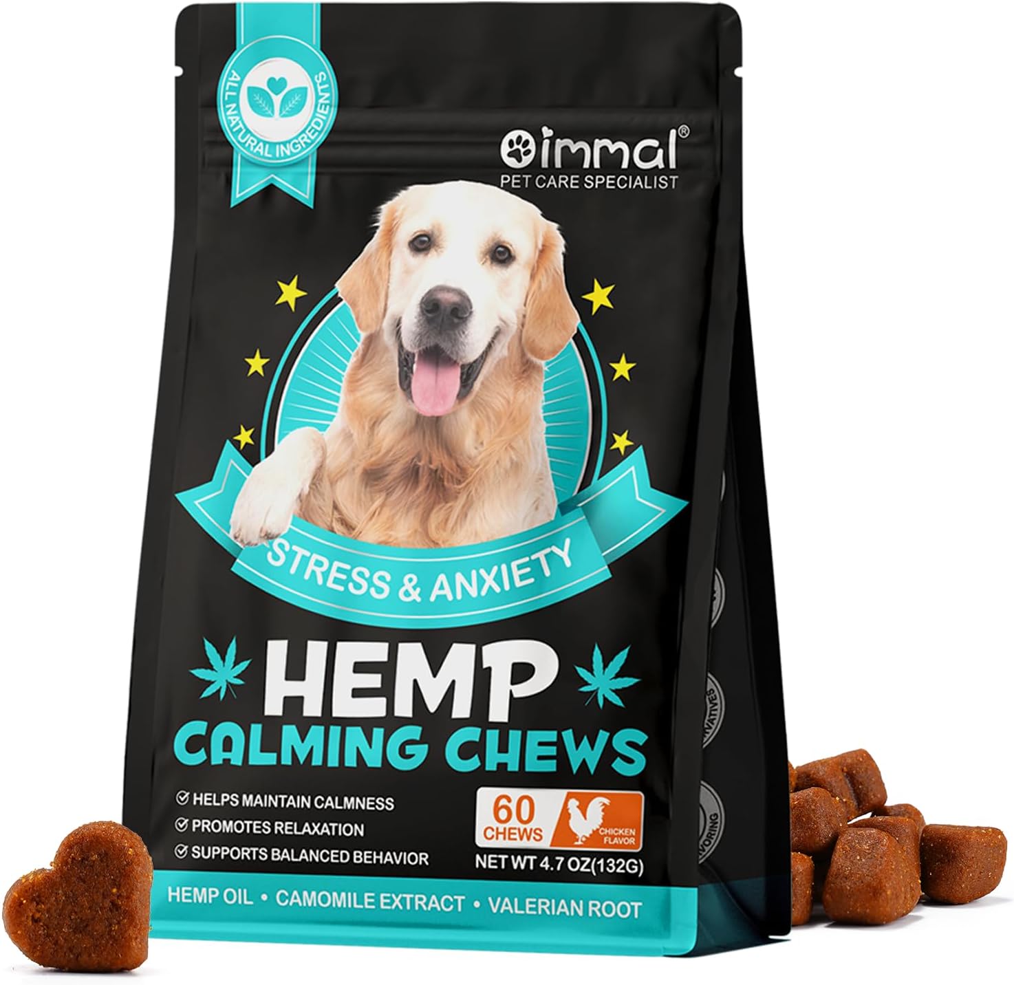 YaqvYoNg Calming Chews 60 for Dogs