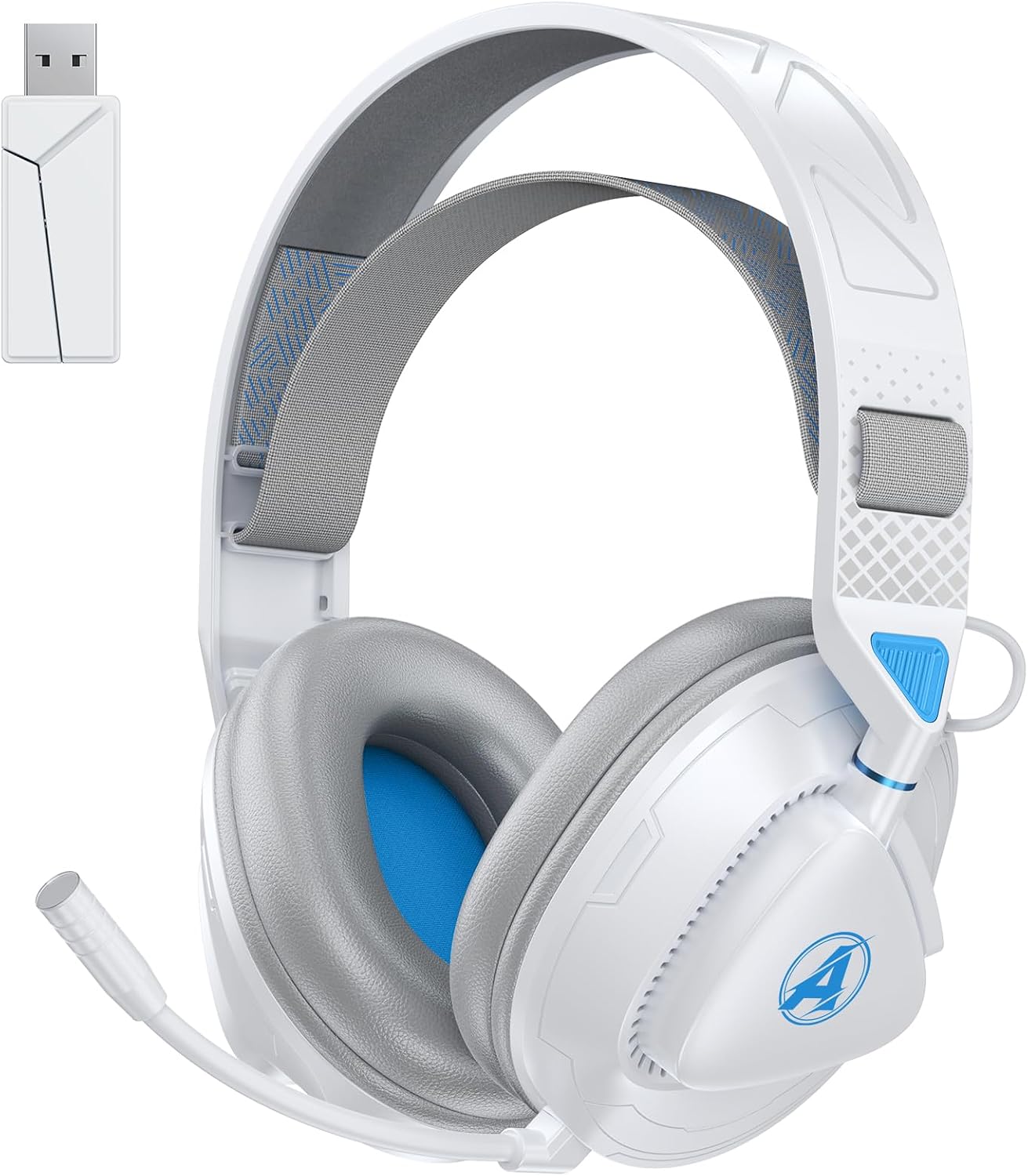 Detalle de Awinnasey PH3 Kabelloses Gaming Headset – 3D Surround, 50 Stunden Akku, Hellblau (PS5/PS4/PC)