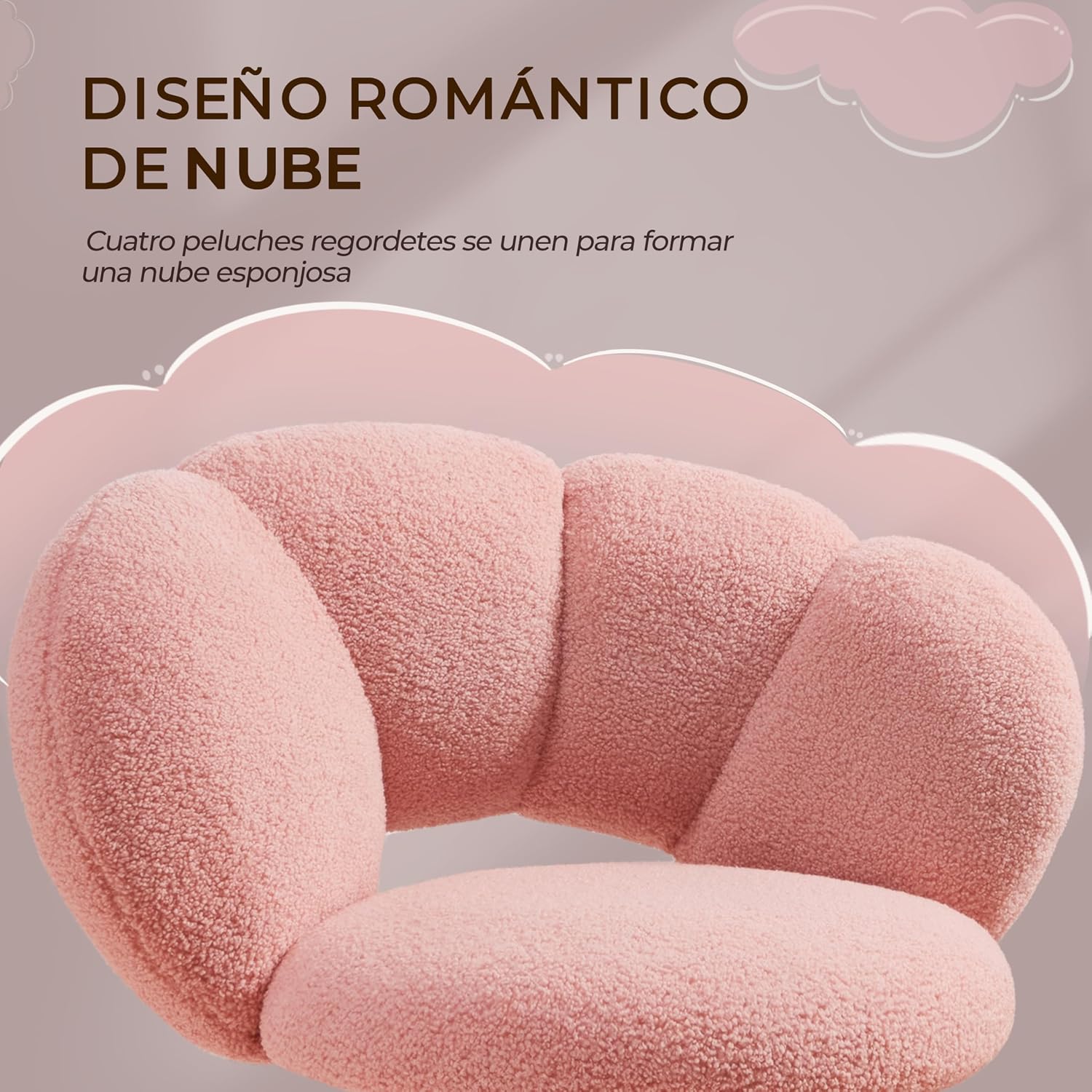 Thumbnail 5 de Yaheetech Silla Ergonómica Rosa con Ruedas