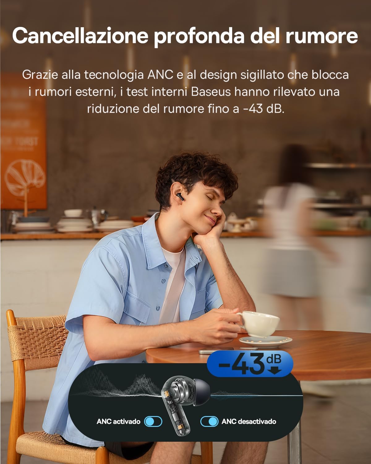 Detalle 2 de Baseus EP10 NC Auricolari Bluetooth 41 ore