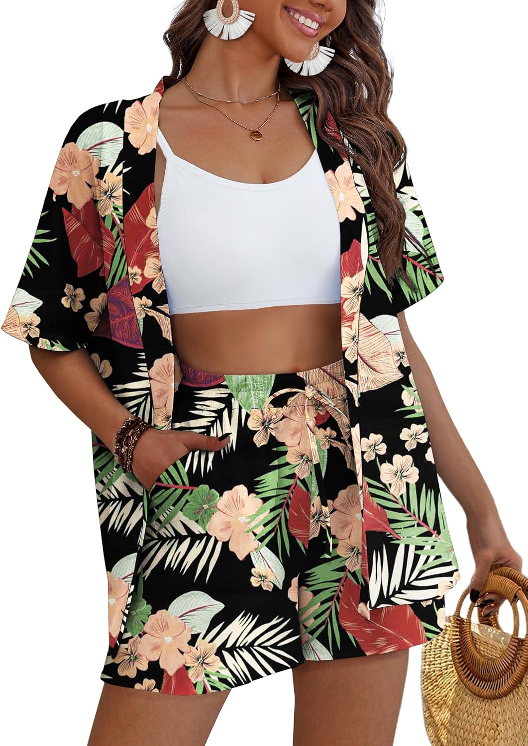 Thumbnail 1 de REDHOTYPE Women's Kimono Tropical Shorts Set S