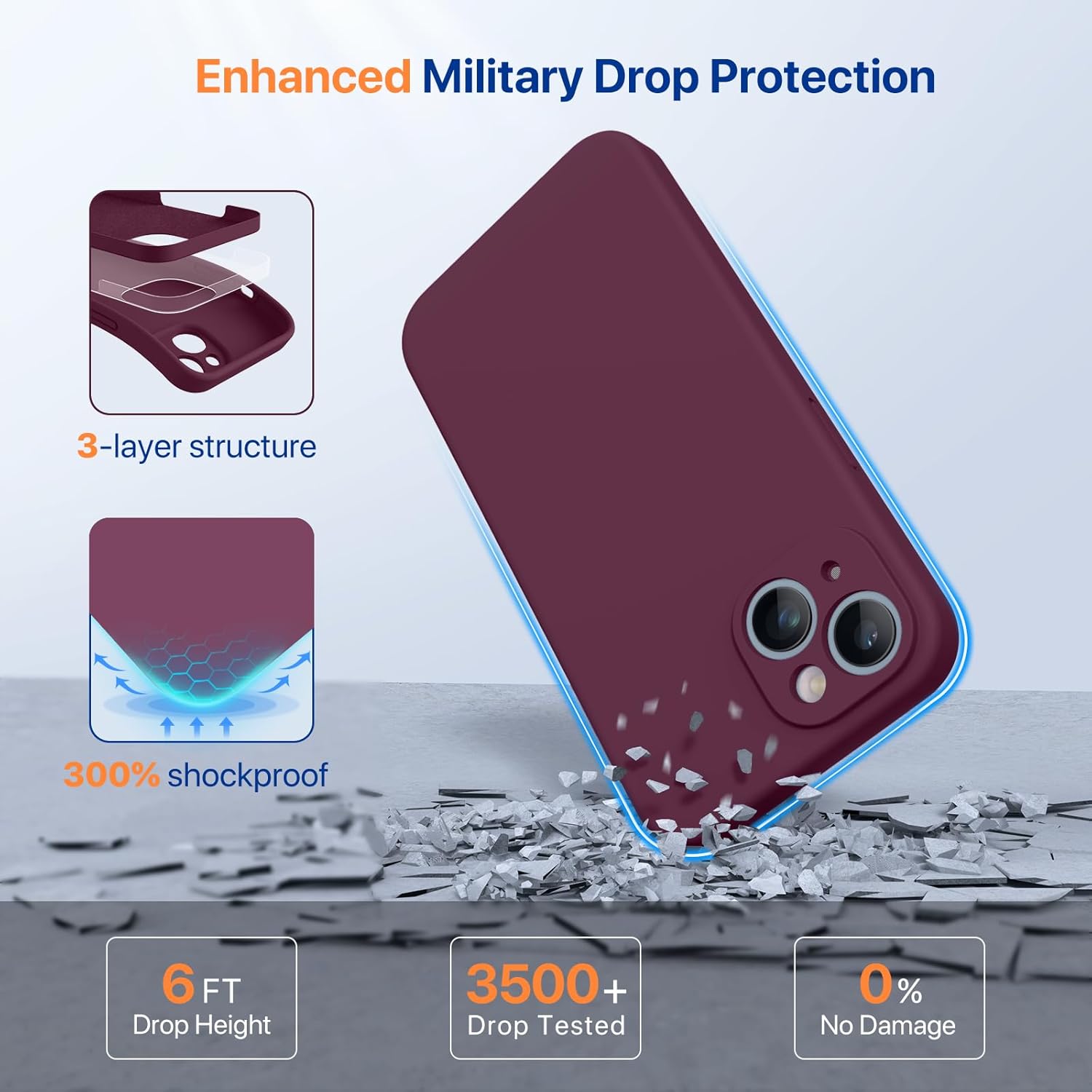 Thumbnail 2 de Miracase Designed for iPhone 14 Case with 360° Protection — Wine Red (6.1")