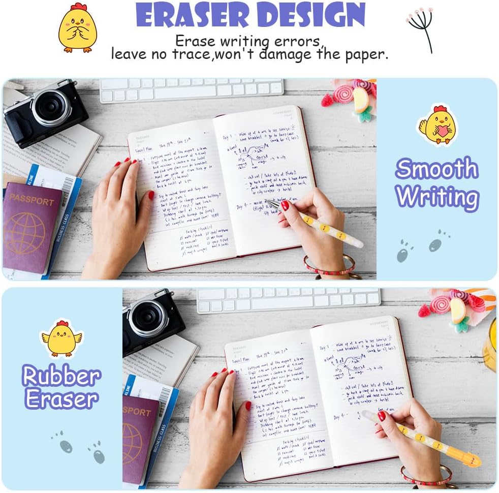 Thumbnail 3 de OFFCUP Penna a sfera cancellabile borrabile a frizione blu da 0,5 mm (con borratore), confezione da 4