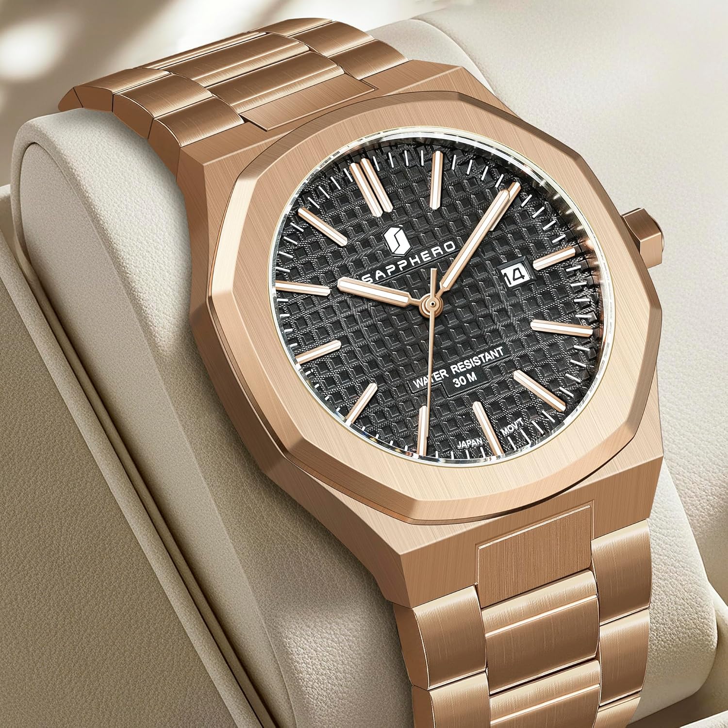 Thumbnail 6 de SAPPHERO Herrenuhr Quarzwerk Edelstahl – 42 mm, 50 m Wasserdicht, Datum