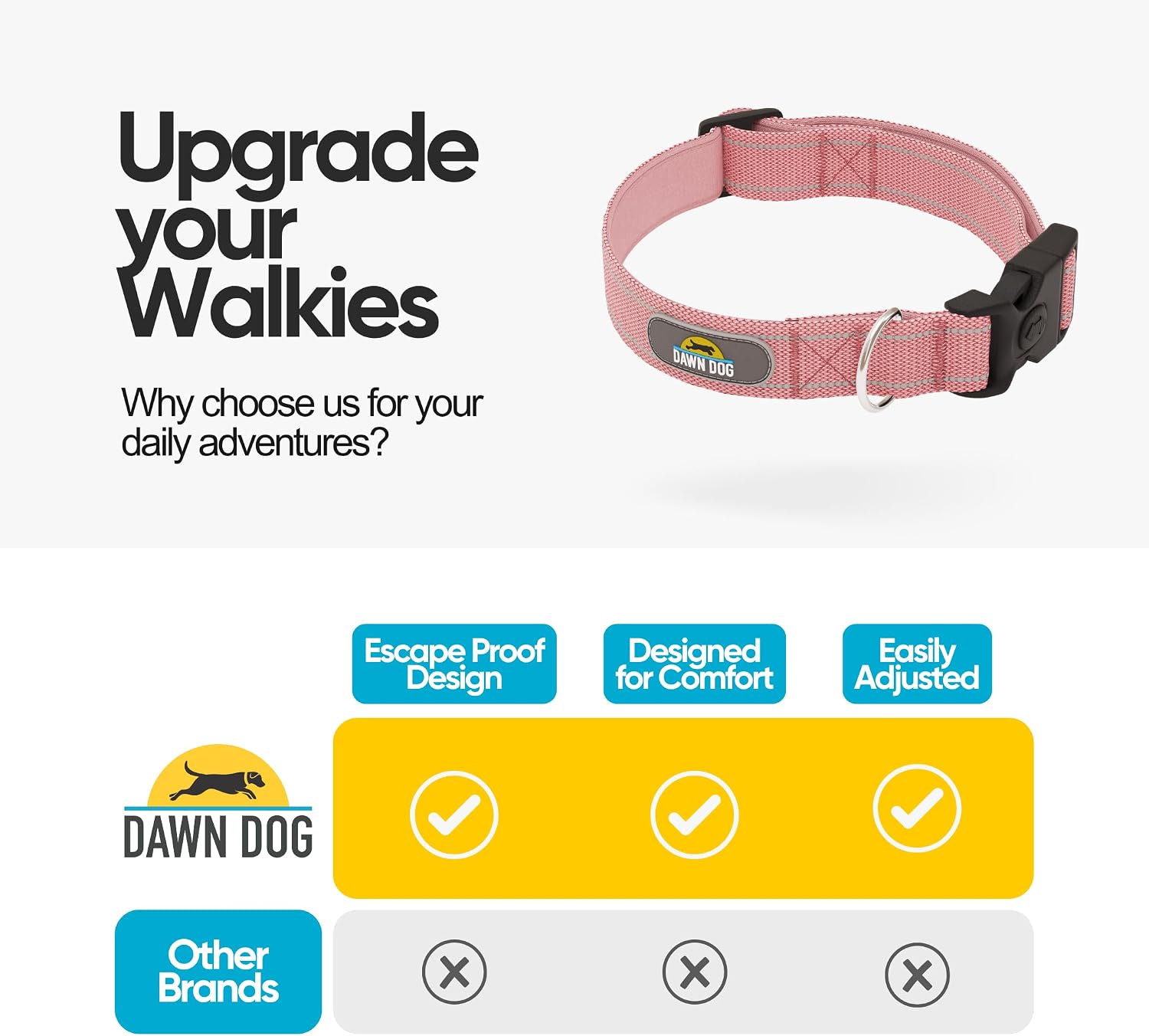 Detalle de Dawn Dog Collar Large - Reflective, Soft & Padded Breathable Nylon Collar