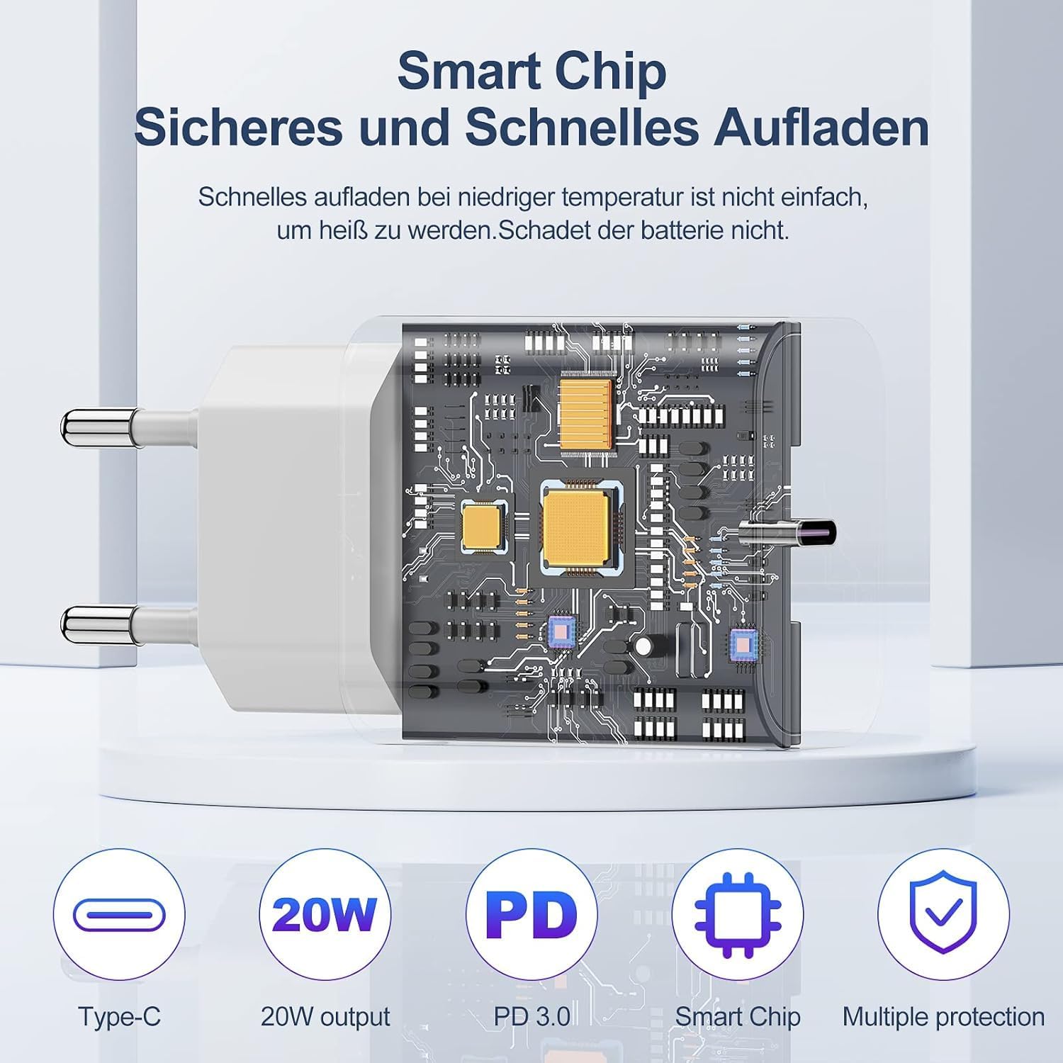 Thumbnail 2 de iPhone Schnellladegerät 20W USB-C mit zwei Kabeln – Schnelles, sicheres Laden für Apple-Geräte