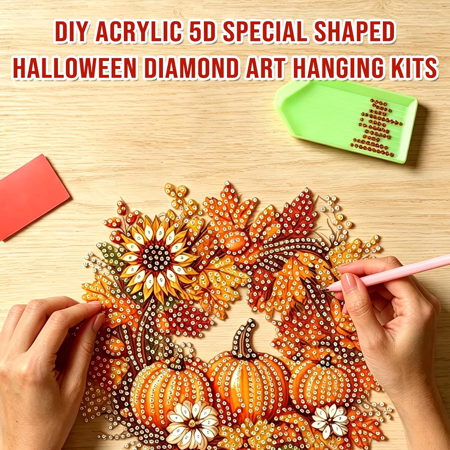 Detalle 2 de AYTHSRIC Halloween Diamond Art Hanging Kit, A5 Acrylic 5D Crystal Decor