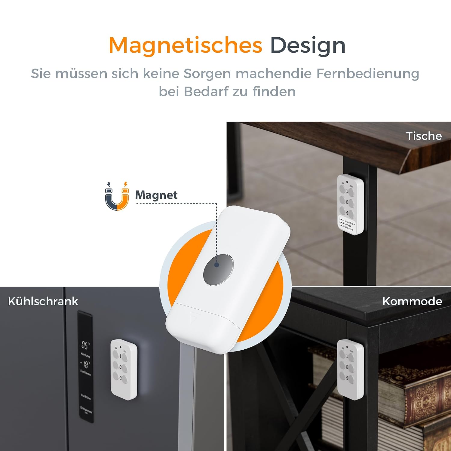 Thumbnail 3 de TESSAN Funksteckdosen-Set: 3 Stecker mit Handsender, Reichweite 30,5 m, 2300 W, Weiß