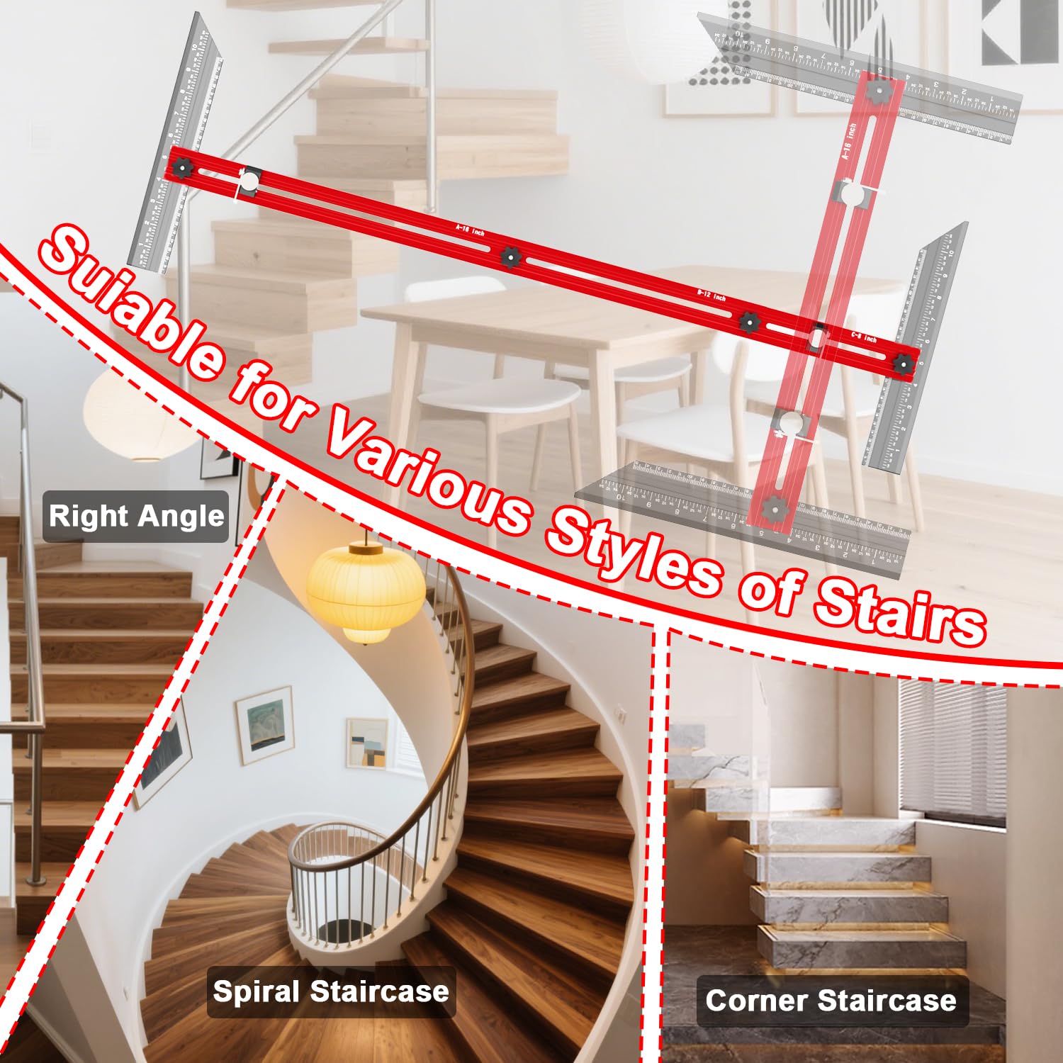 Thumbnail 6 de Puriwood Stair Tread Template Tool Aluminum Alloy