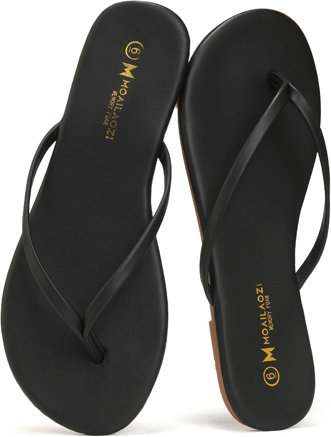 Detalle de MOAILAOZI Women's Leather Flip-Flops