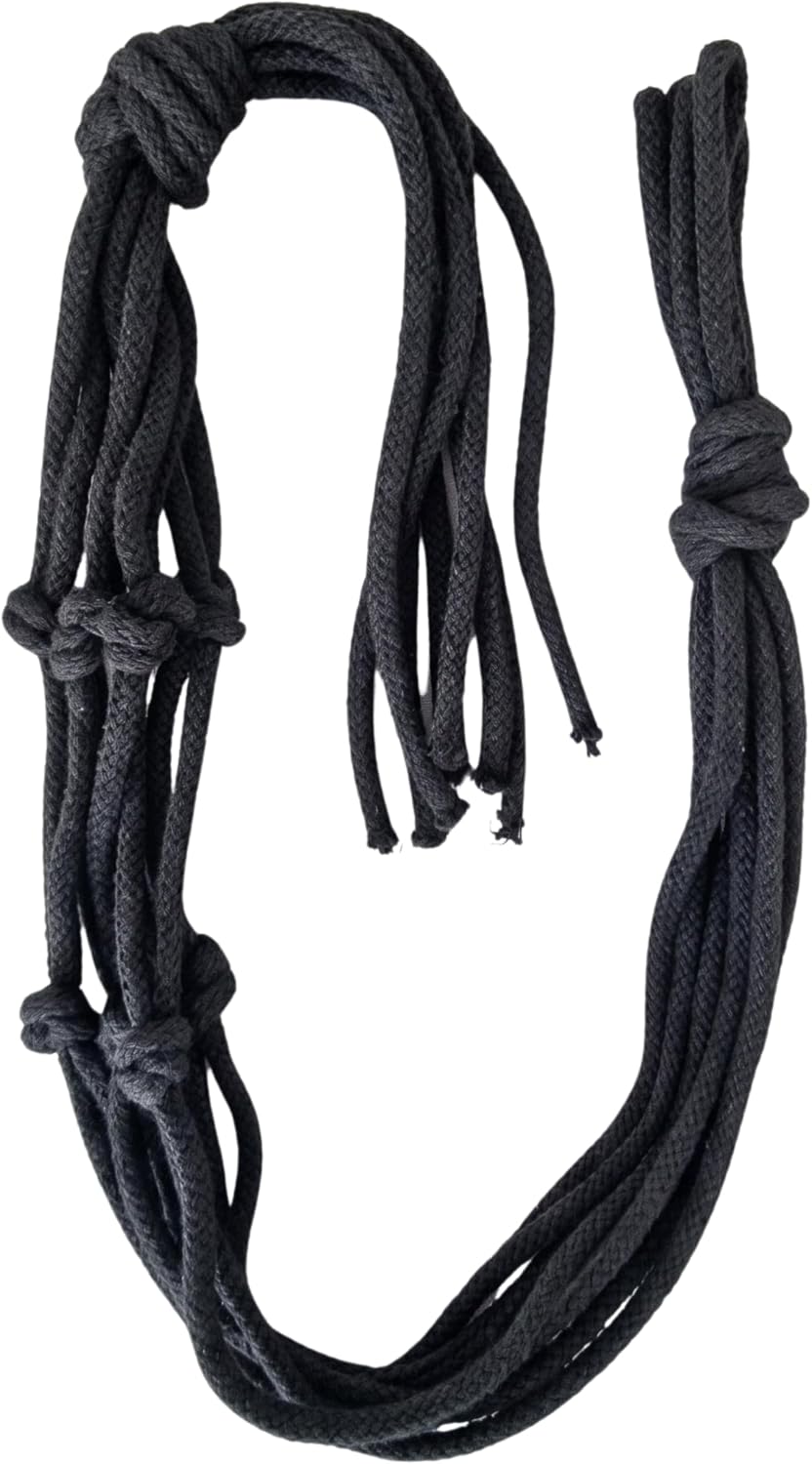 Detalle de APREGGIO Hanging flower stand macramé plantenhanger, zwart katoen, 75 cm
