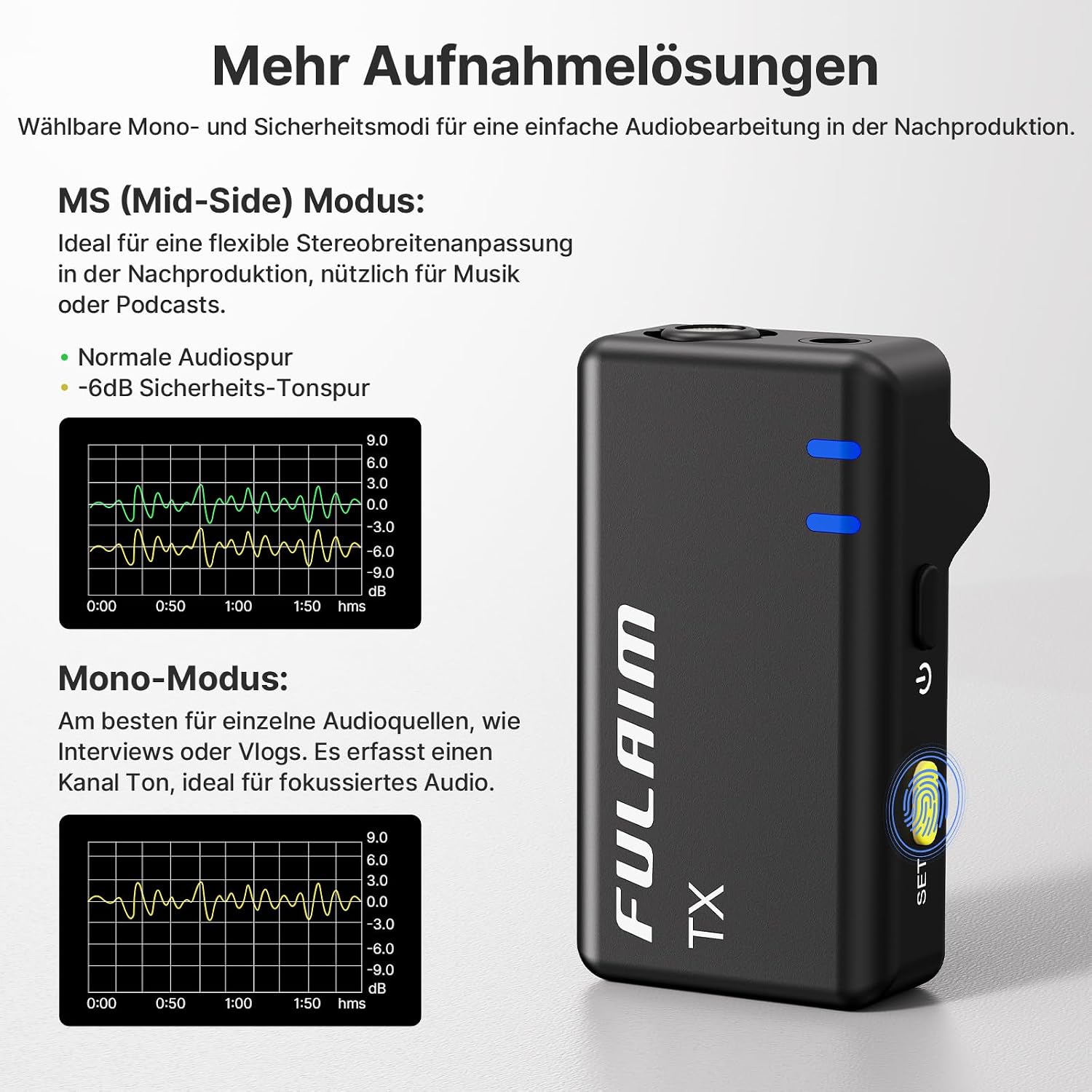 Thumbnail 5 de FULAIM X6 Lavalier-Mikrofon 4 Sender 1 Empfänger