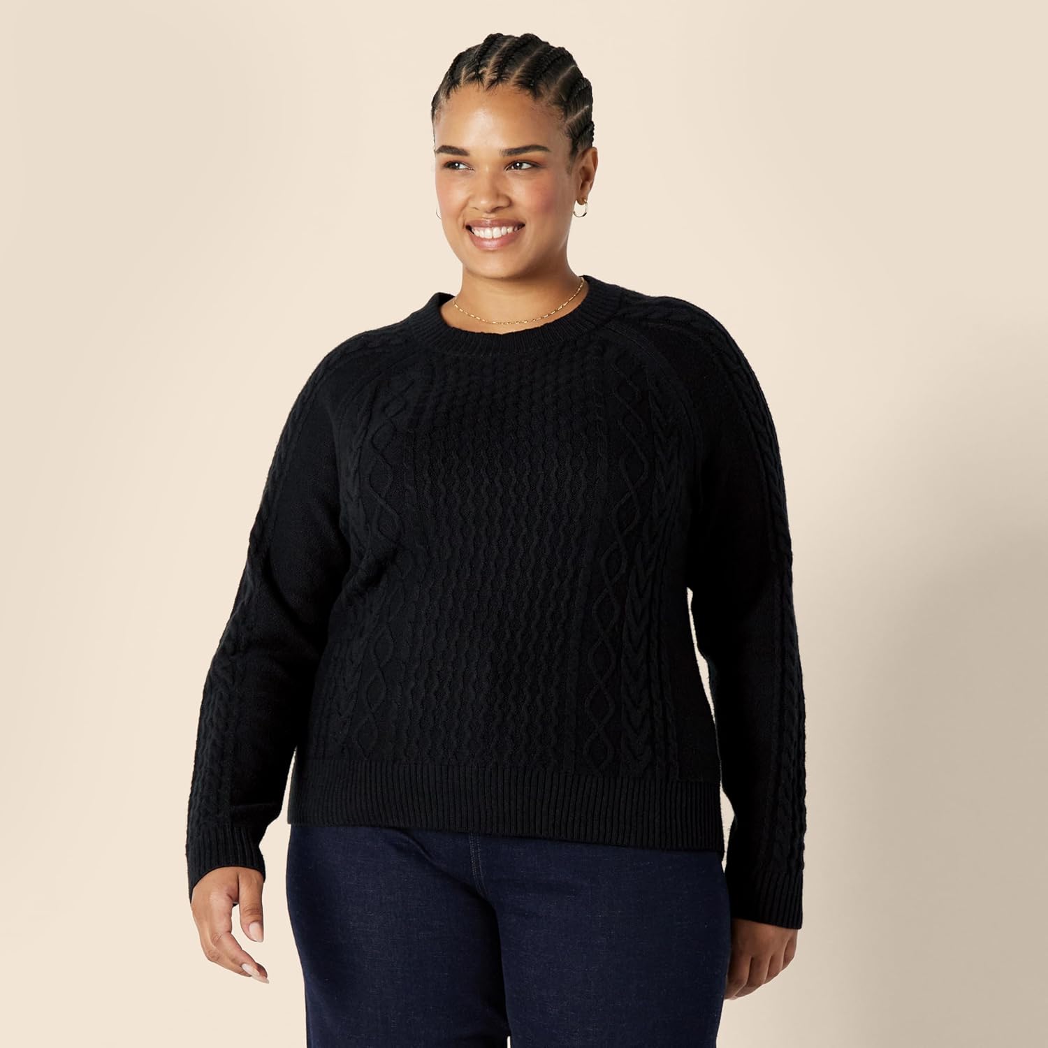 Thumbnail 3 de Damen Pullover mit Zopfmuster von Amazon Essentials – runder Halsausschnitt für kühles Wetter