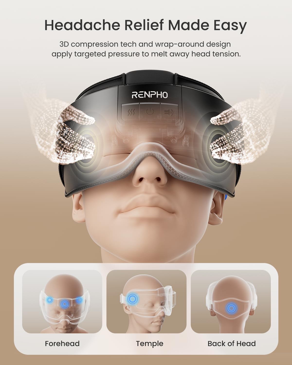 Thumbnail 3 de RENPHO Masseur oculaire chauffant avec chaleur réglable et Bluetooth