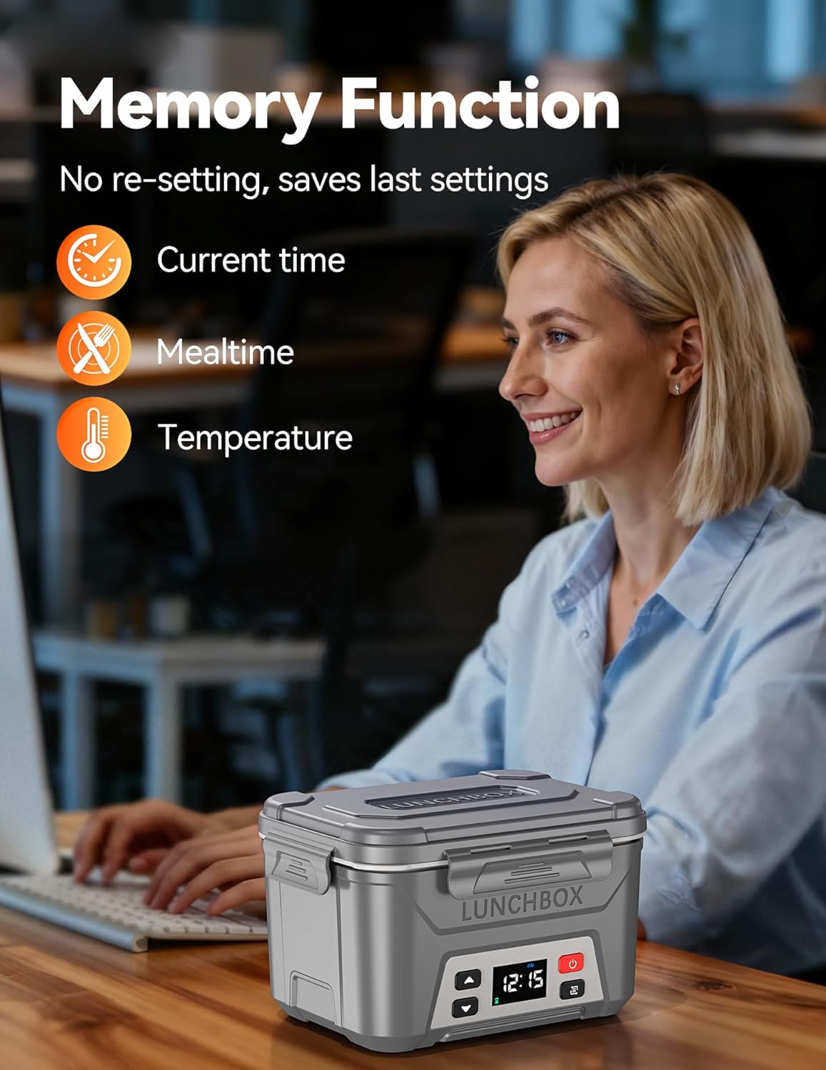 Thumbnail 5 de EAST OAK Heated Lunch Box (Grey) – Cordless 5.5-Cup Rechargeable Electric Food Warmer