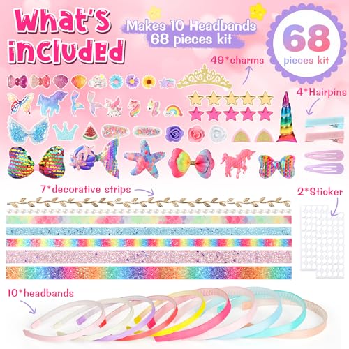 Detalle de Pourbibi Ensemble Bandeaux et Accessoires pour Filles de 3 à 10 Ans – Jeu DIY Créatif et Cadeau Spécial