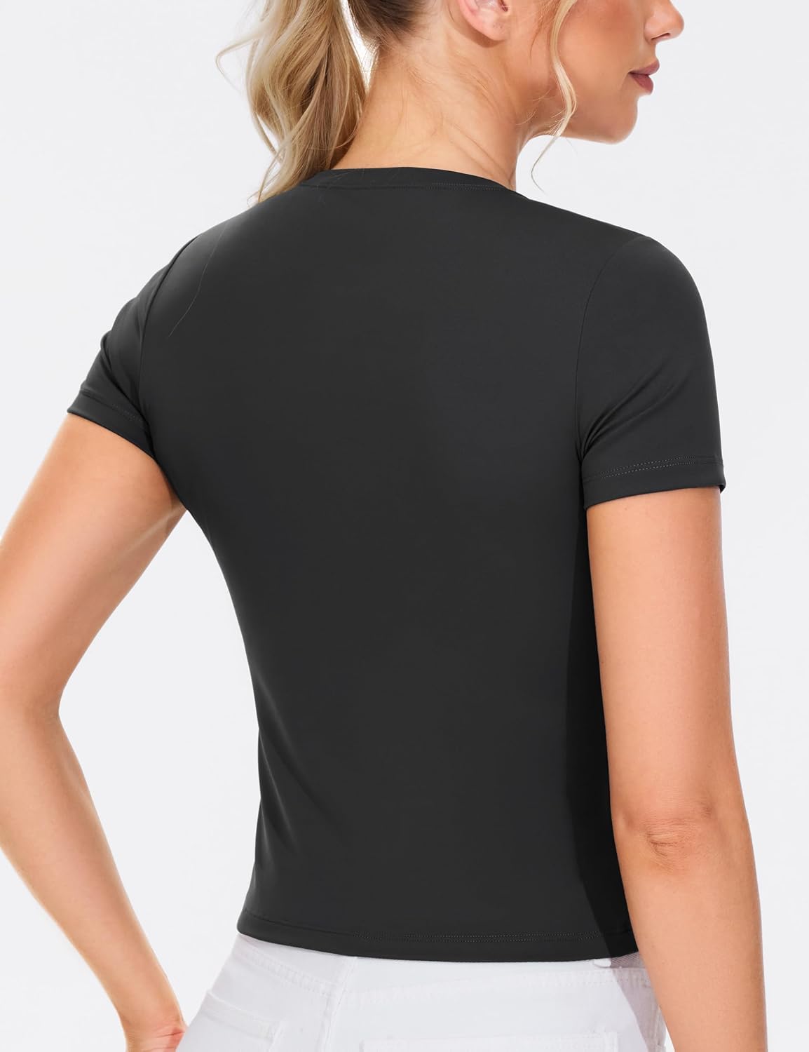 Detalle 2 de THE GYM PEOPLE top da allenamento donna traspirante slim fit in jersey elasticizzato