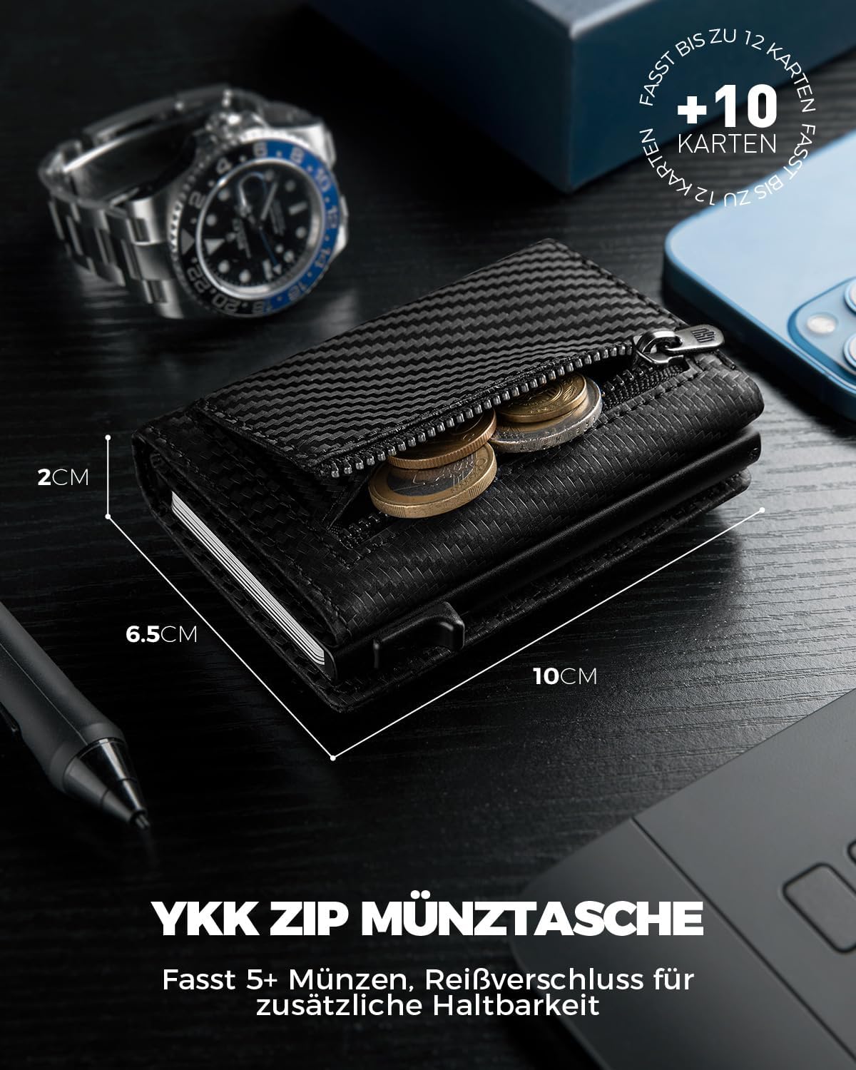 Detalle 2 de DODENSHA MagSnap Slim Wallet für 10+ Karten mit RFID Schutz