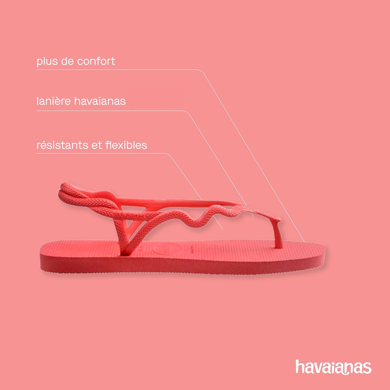 Thumbnail 3 de Havaianas Soleil : sandales plates femme au design en T, confort et maintien arrière