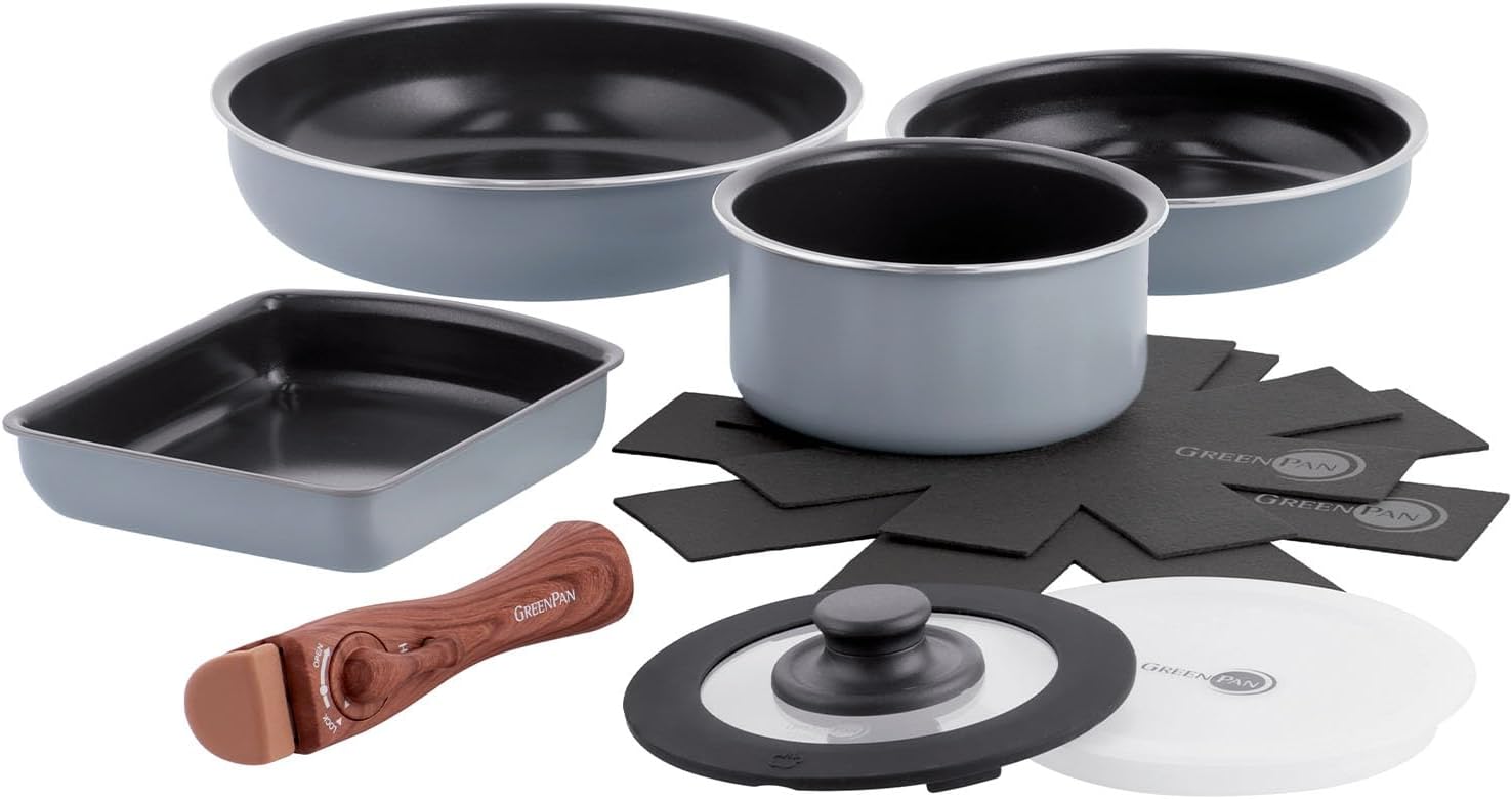 Detalle de GreenPan CC009850-104 クリックシェフ 9点セット IH対応・セラミックコーティング・チャコールグレー