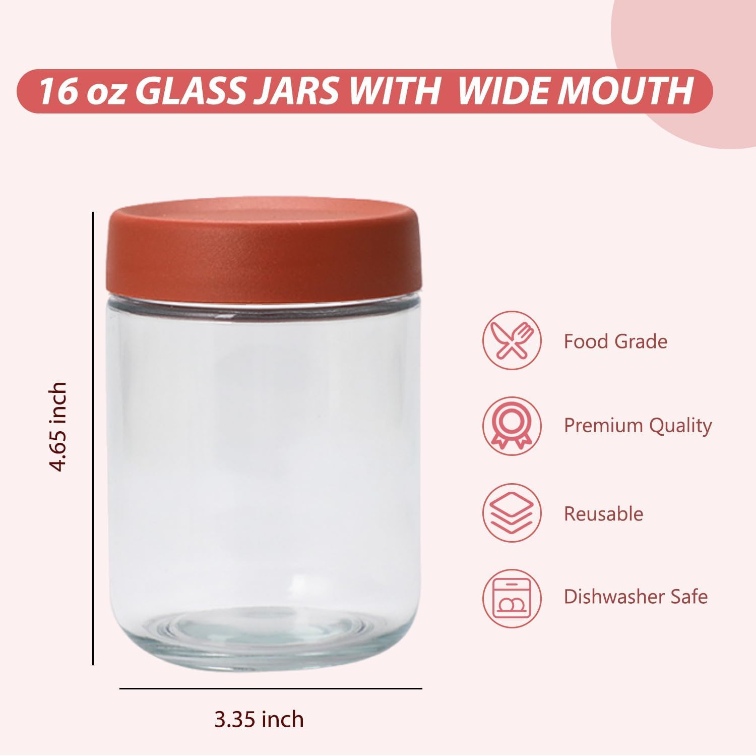 Thumbnail 1 de Artcochan Overnight Oats Jars with Lids, 16 oz Glass Mason Jars (6 Pack) – Airtight, Sturdy & Versatile