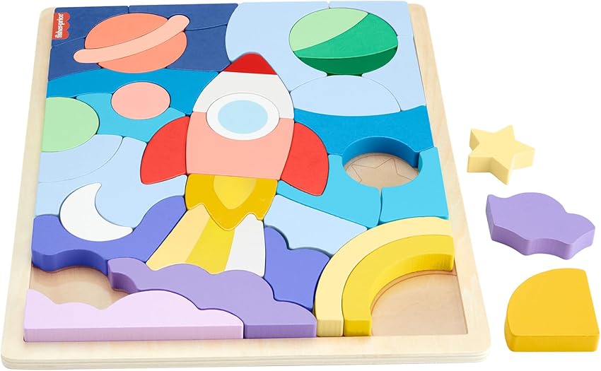 Detalle 2 de Fisher-Price HXY42 puzzle espacial de madera, 42 piezas 🧩