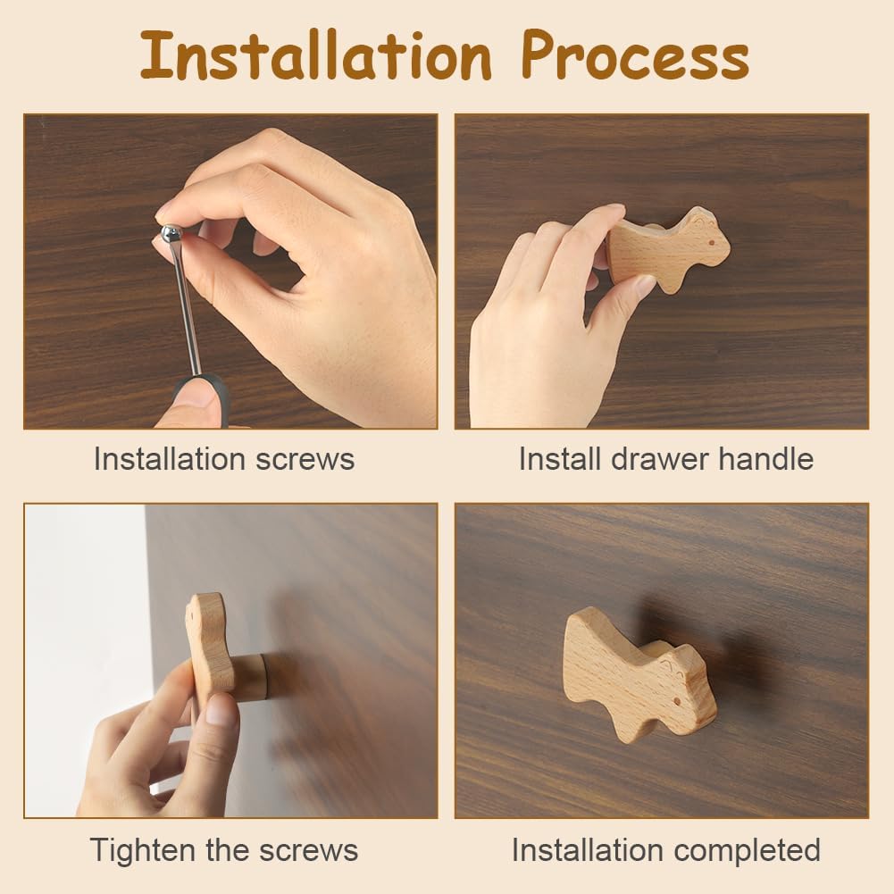 Thumbnail 3 de Aolso: Set di 12 manopole per cassetti in legno con viti incluse – forme animali