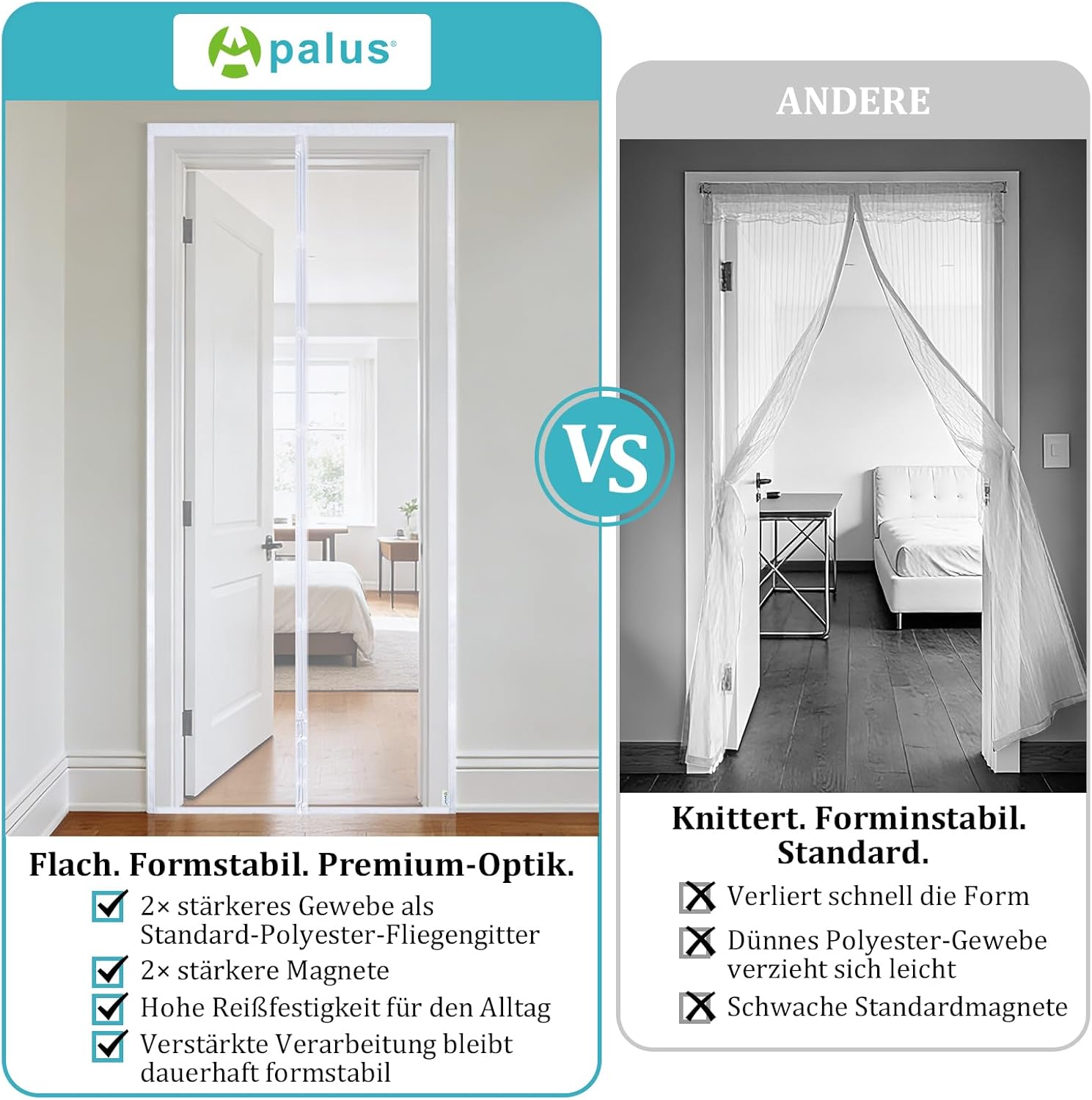 Thumbnail 4 de Apalus VP Fliegengitter Tür mit Magnetverschluss, 140x240 cm – für Balkontür & Mietwohnung