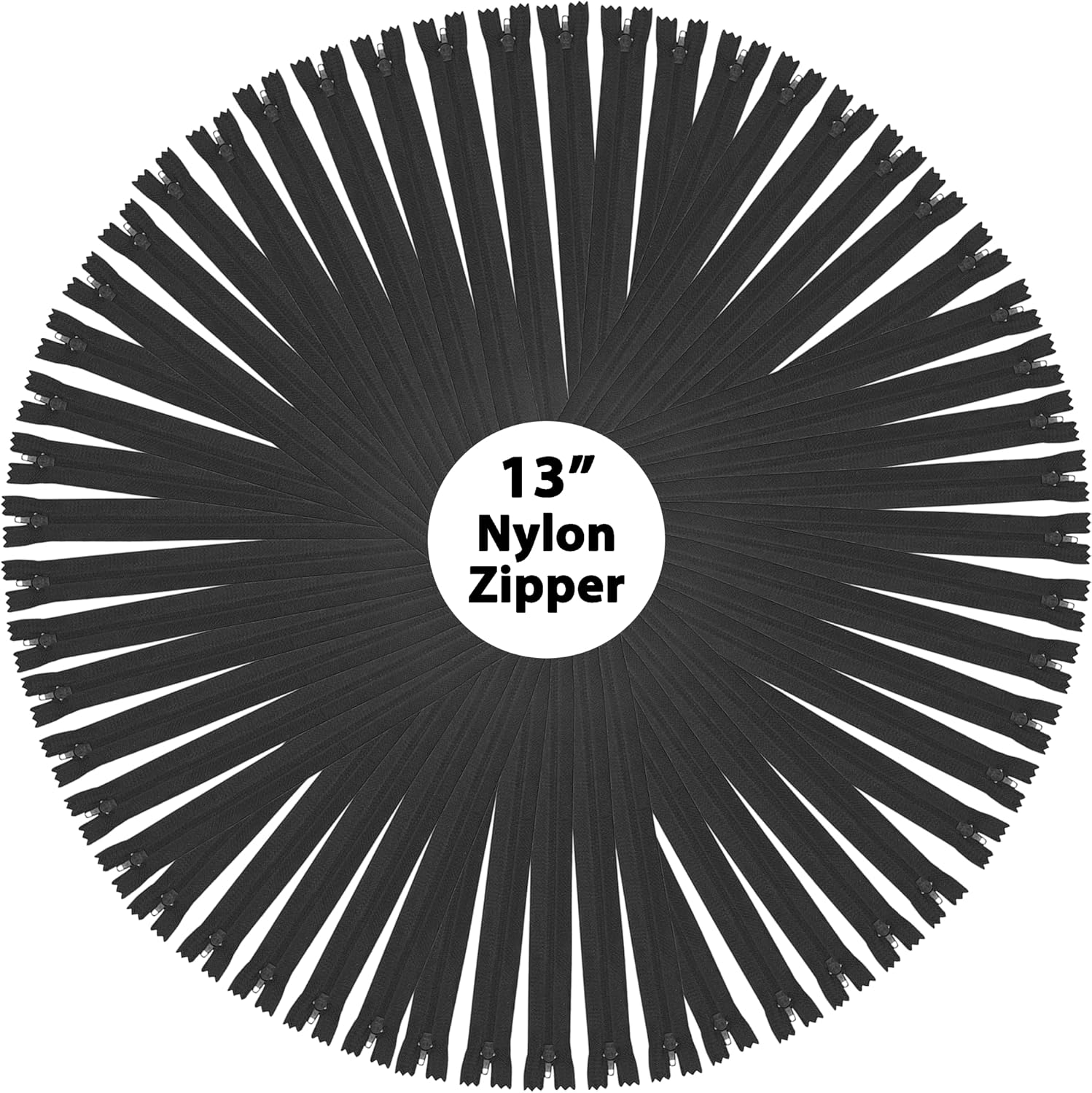 Detalle de Mandala Crafts 13-Inch Black Nylon Zippers, 80-Pack, Closed-End #3 Coil